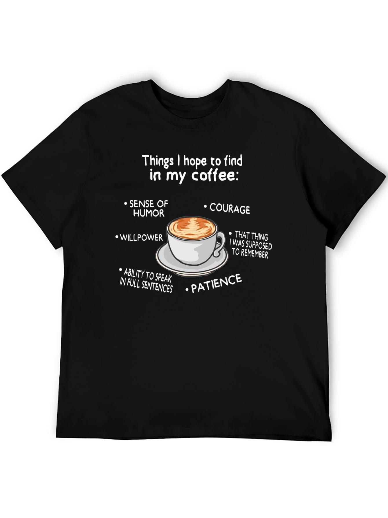 Black Humorous Coffee Wish List T-Shirt view 5