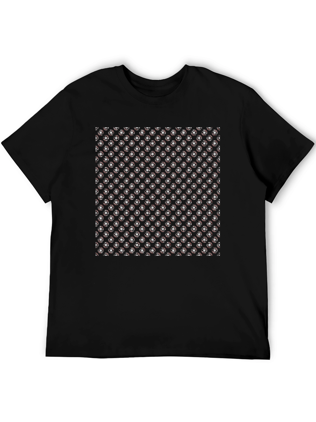 Black Patterned Graphic Print Men's T-Shirt view 5