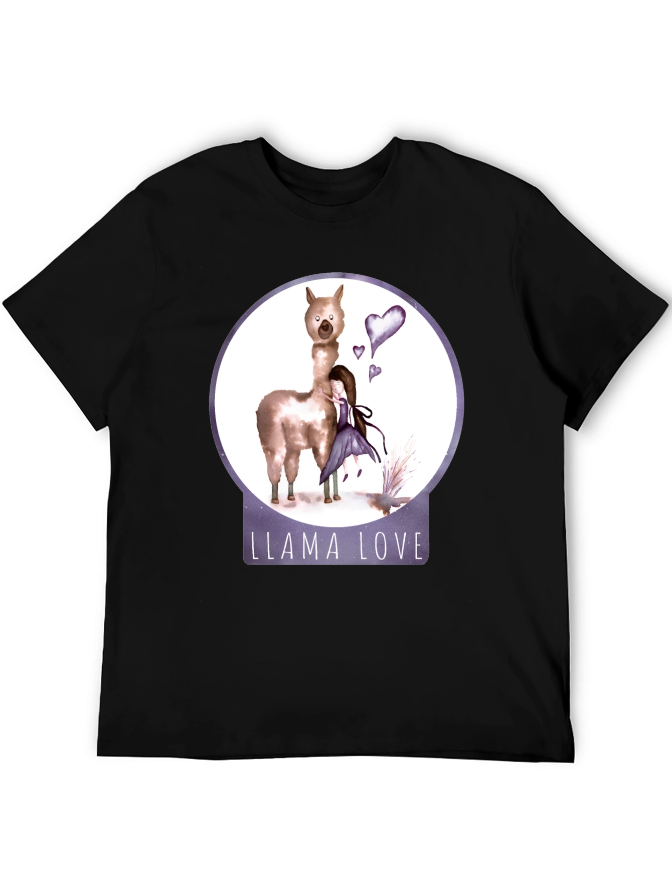 Black Llama Love Graphic T-Shirt, Cute Animal Tee view 5