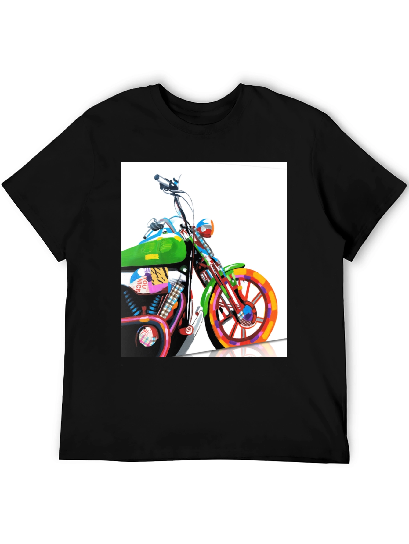 Black Motorcycle Graphic Tee - Artistic Biker T-Shirt view 5