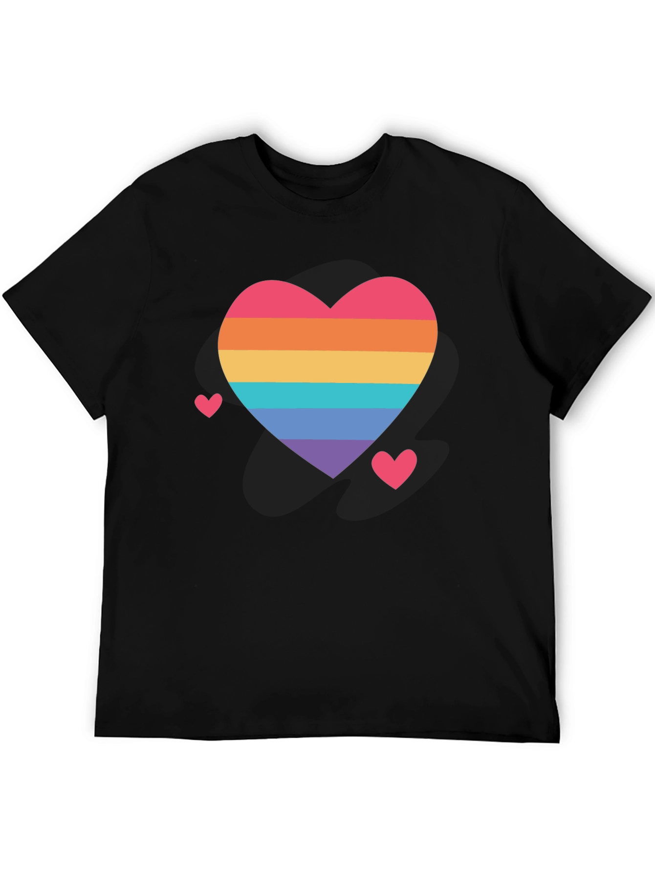 Black Rainbow Heart Pride T-Shirt - Soft Cotton Comfort view 5