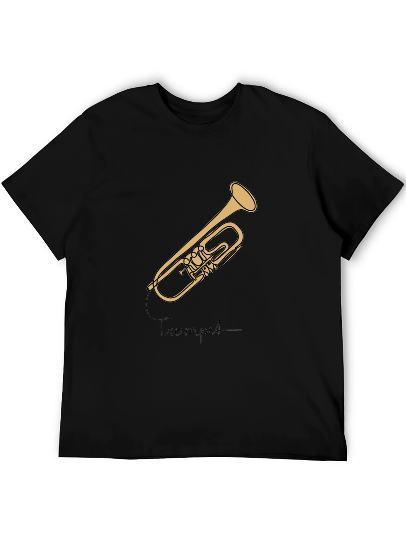 Black Trumpet Graphic Tee - Musician's Style Black T-Shirt view 5