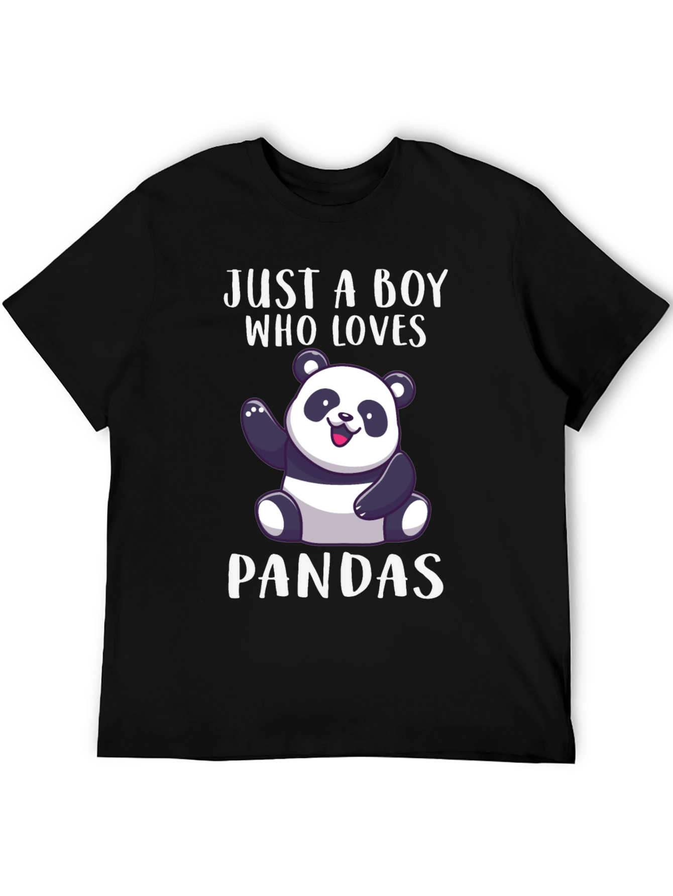 Black Just a Boy Who Loves Pandas T-Shirt view 5