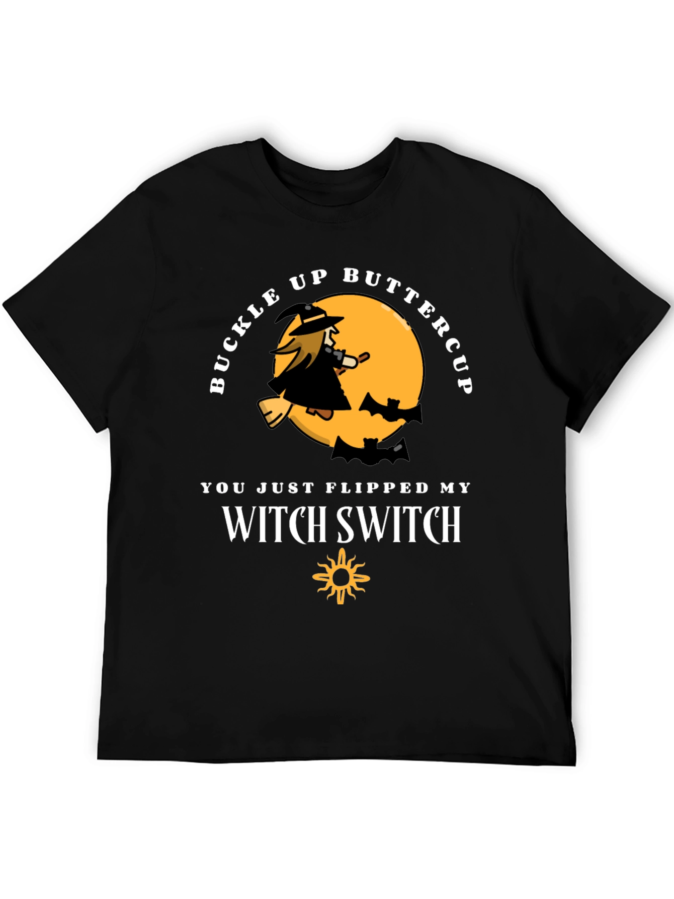 Black Buckle Up Buttercup Witch T-Shirt view 5