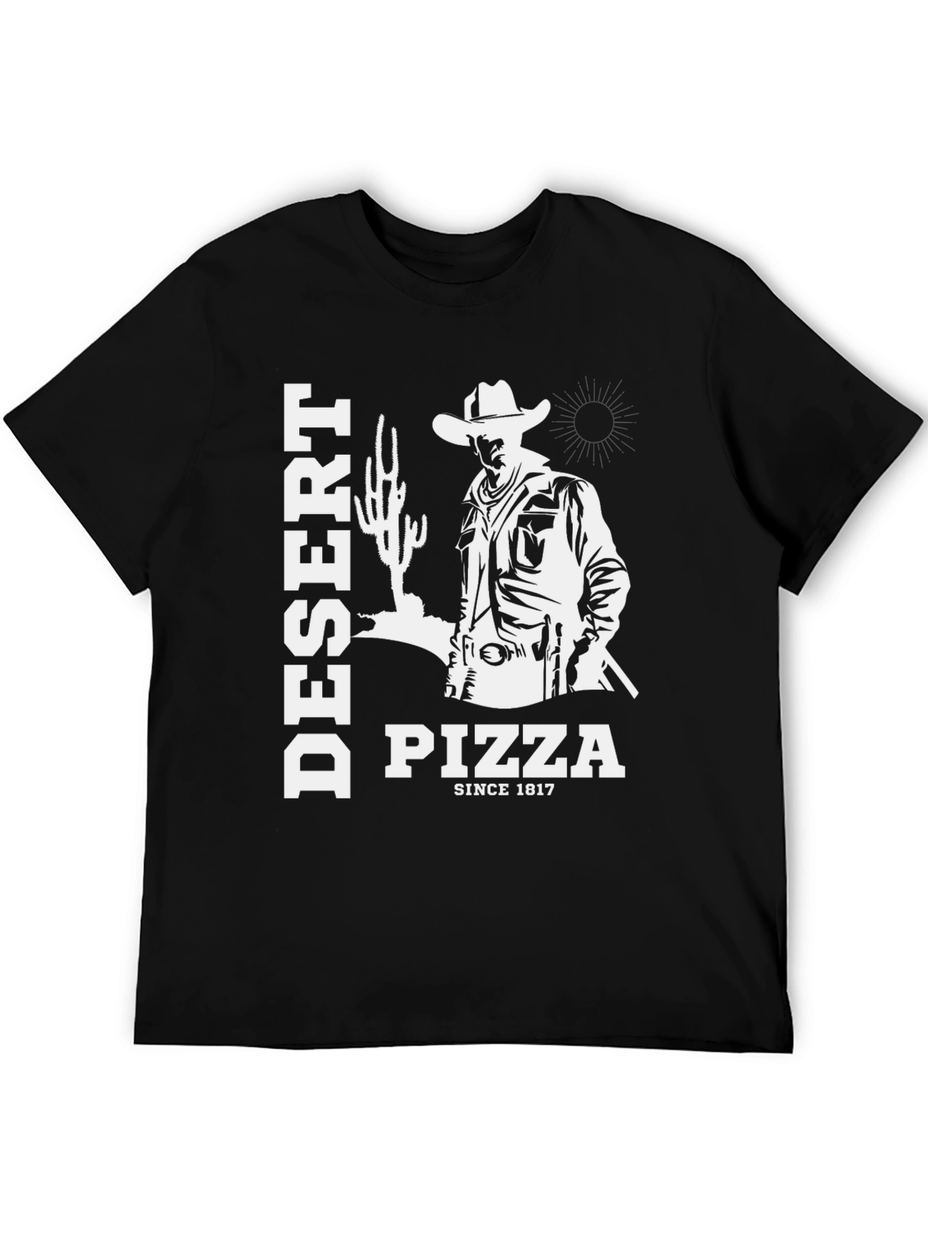 Black Desert Pizza Since 1817 Graphic Tee view 5