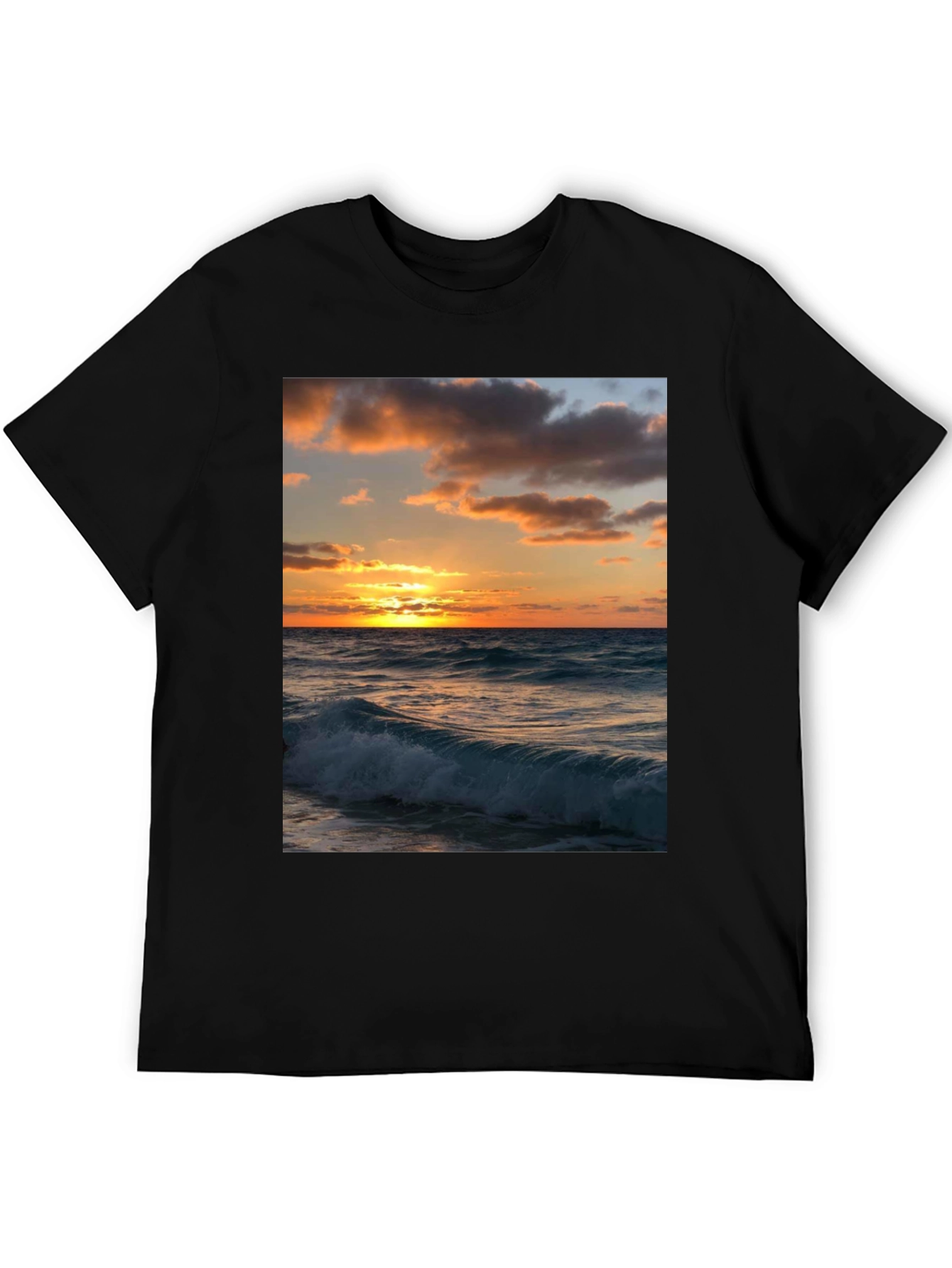 Black Sunset Wave Graphic Tee - Black view 5