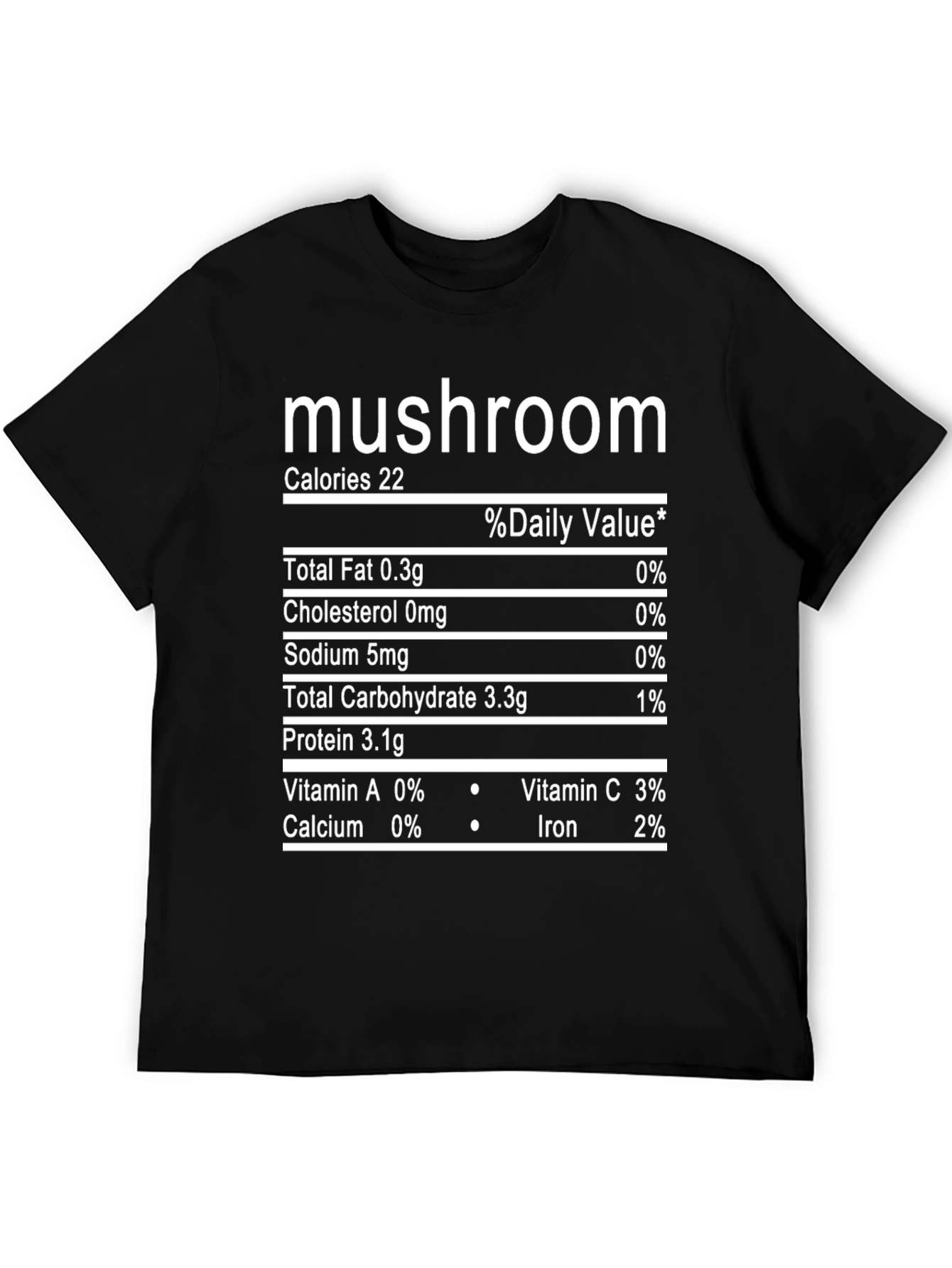 Black Mushroom Nutrition Facts Graphic Tee view 5