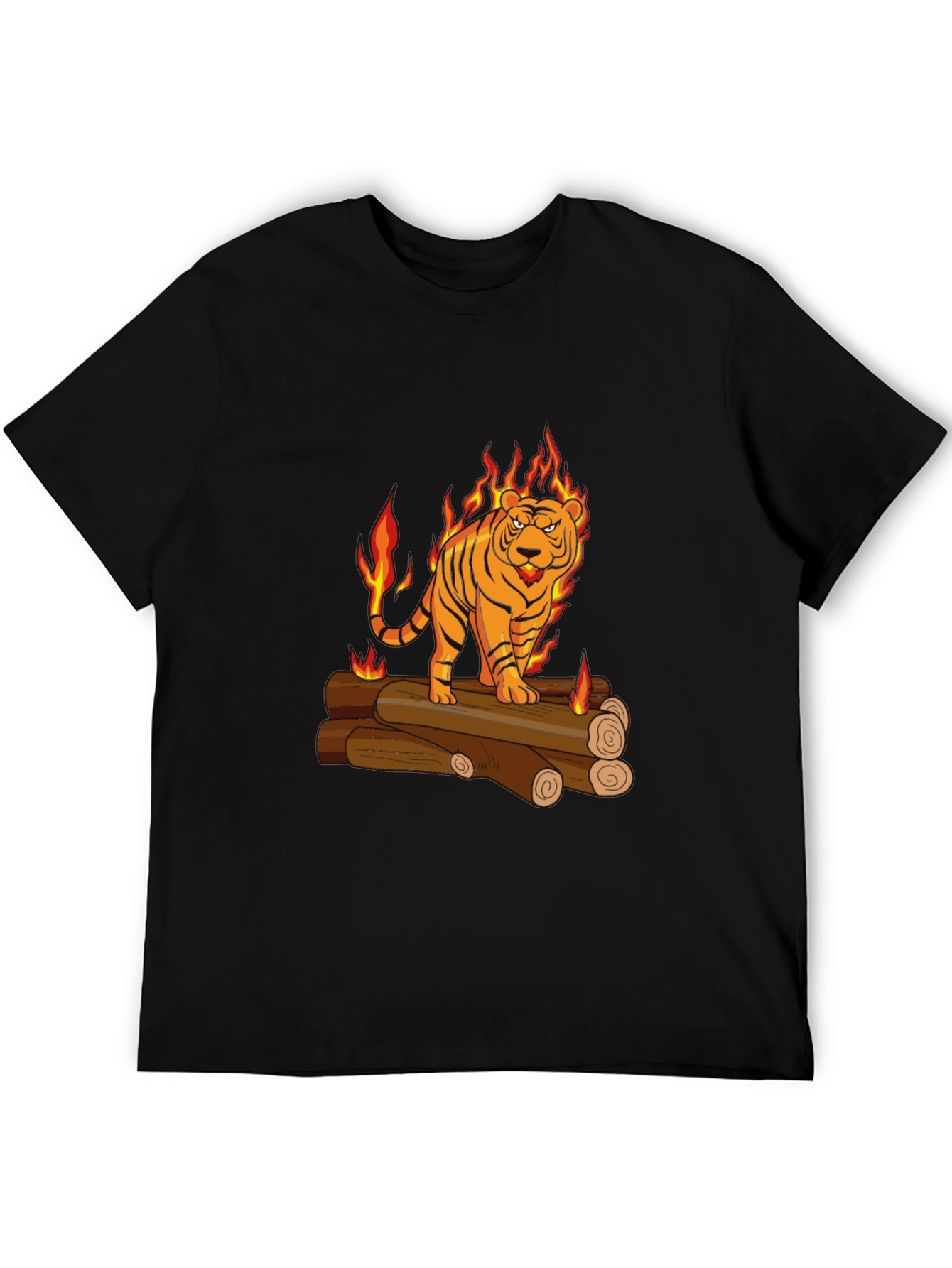 Black Fiery Tiger Graphic Tee - Black view 5