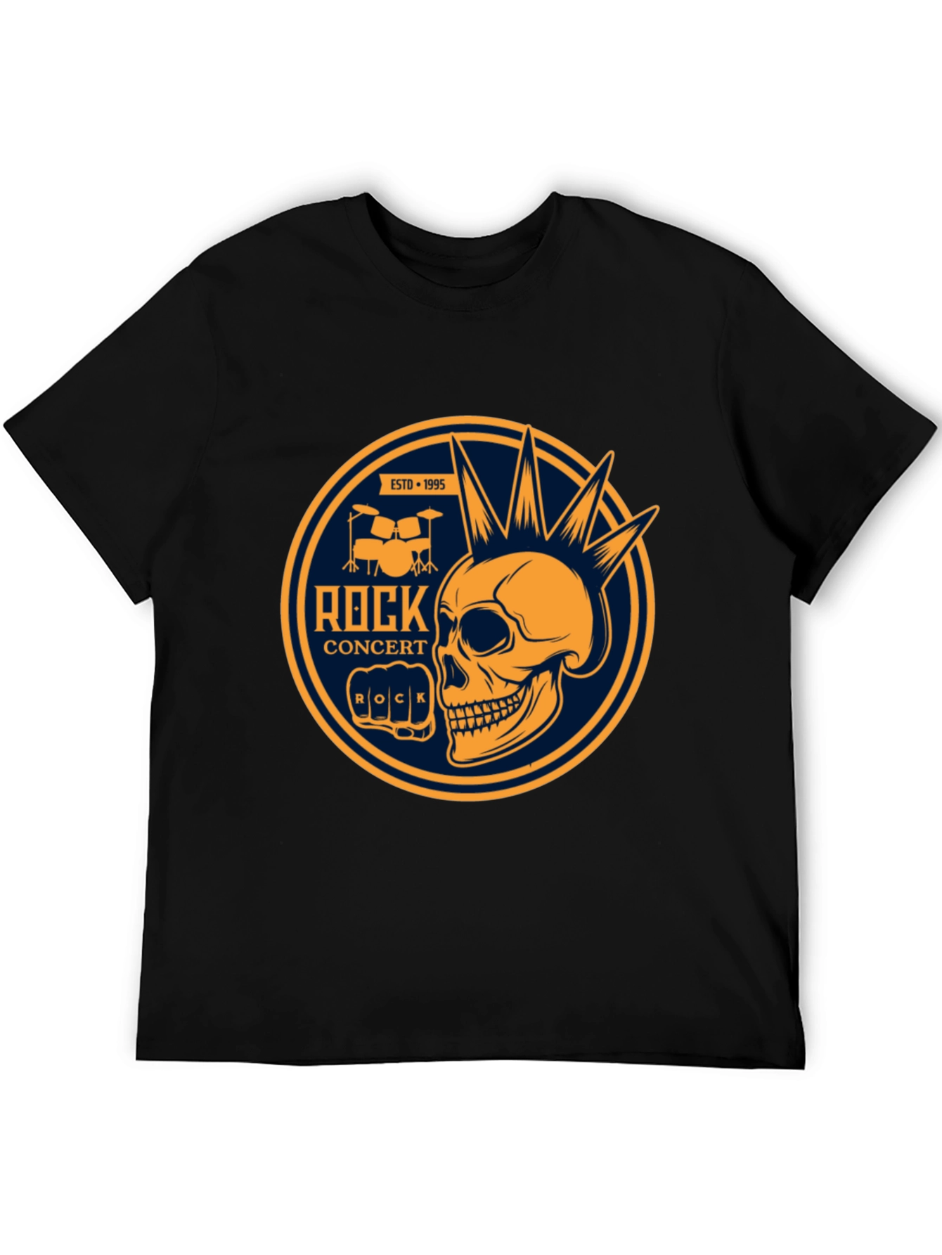 Black Rock Concert Skull Graphic Tee - Black view 5