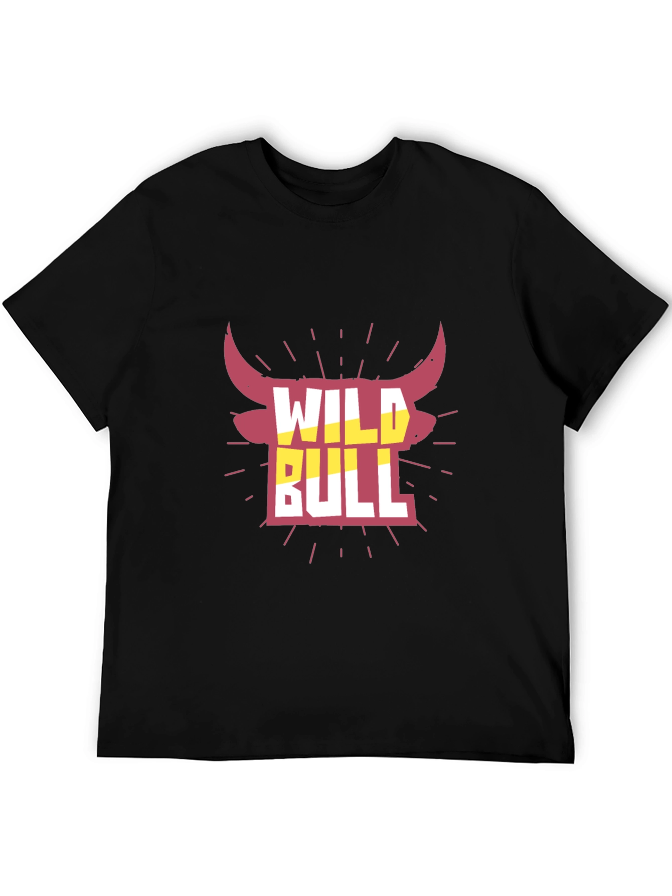 Black Wild Bull Graphic Tee - Black Crew Neck T-Shirt view 5