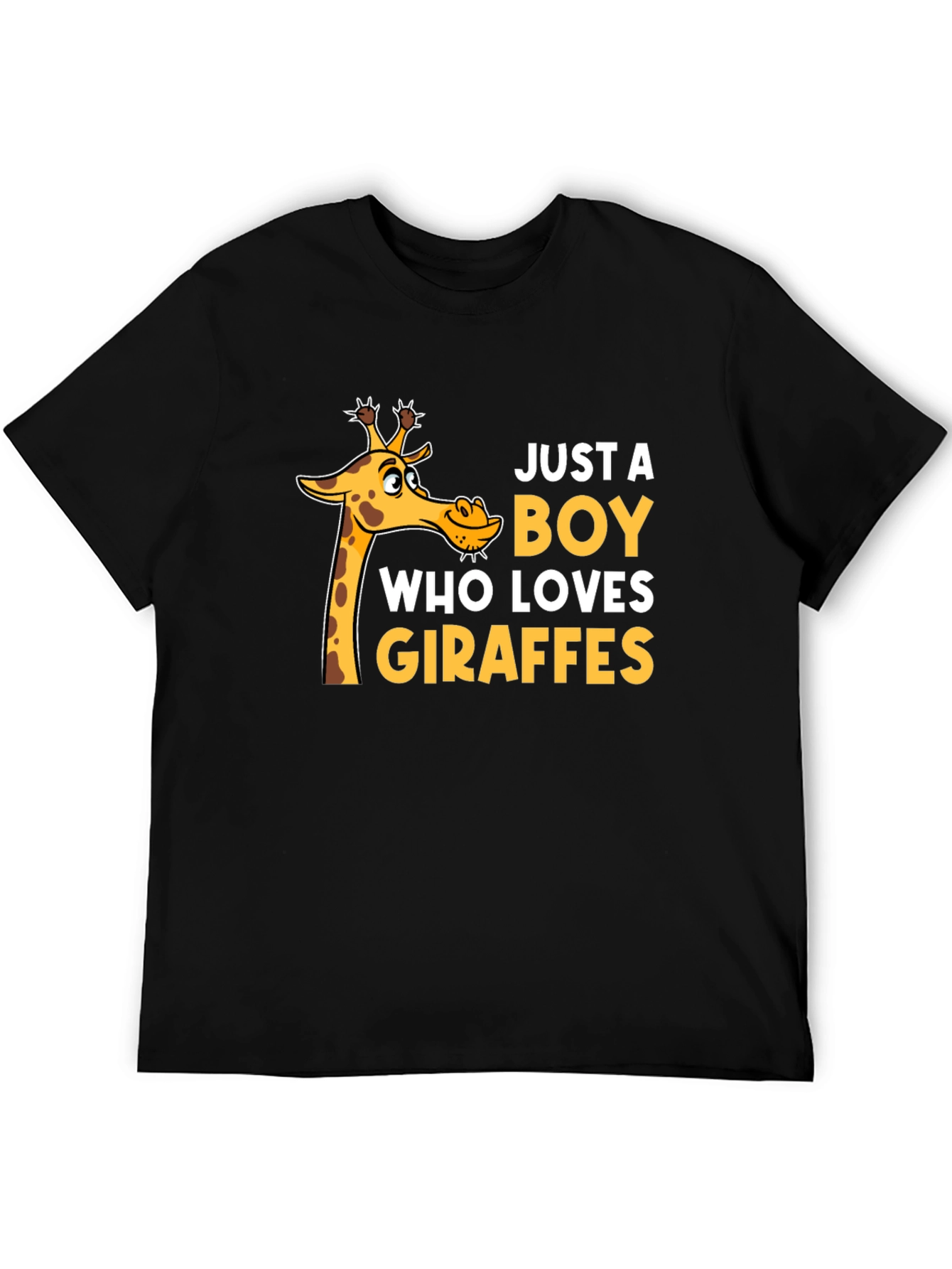 Black Just a Boy Who Loves Giraffes T-Shirt - Black view 5
