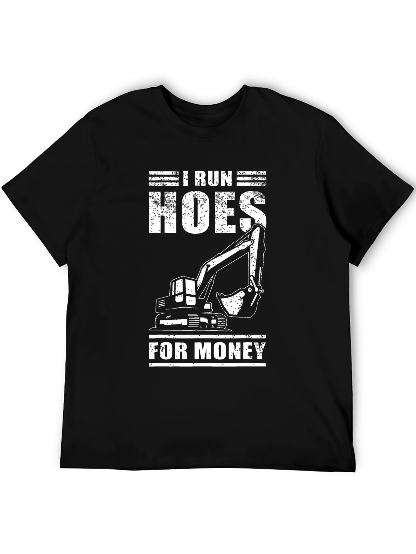 Black I Run Hoes for Money Funny Excavator Black T-Shirt view 5