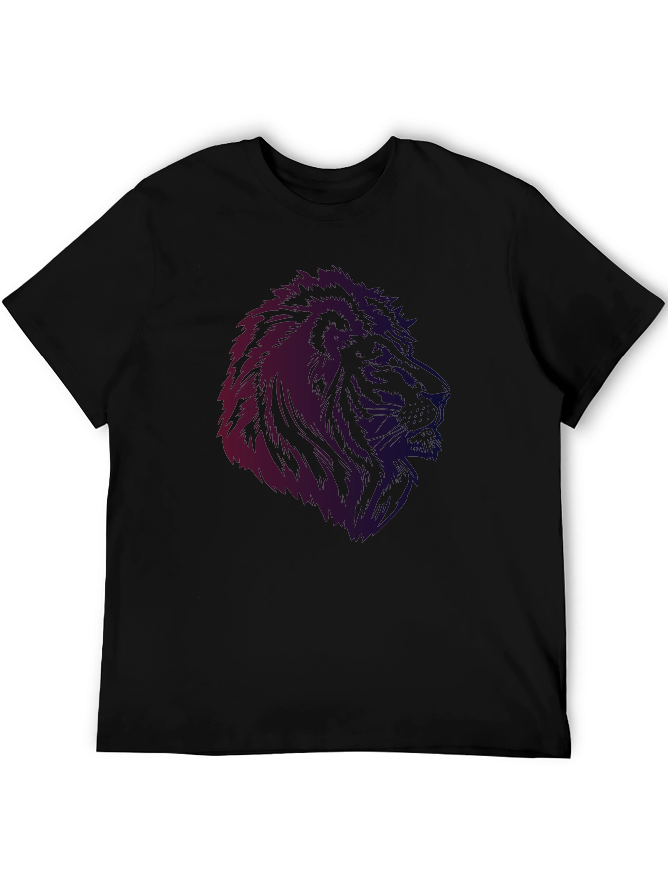 Black Lion Graphic Black T-Shirt - Men's Casual Tee view 5