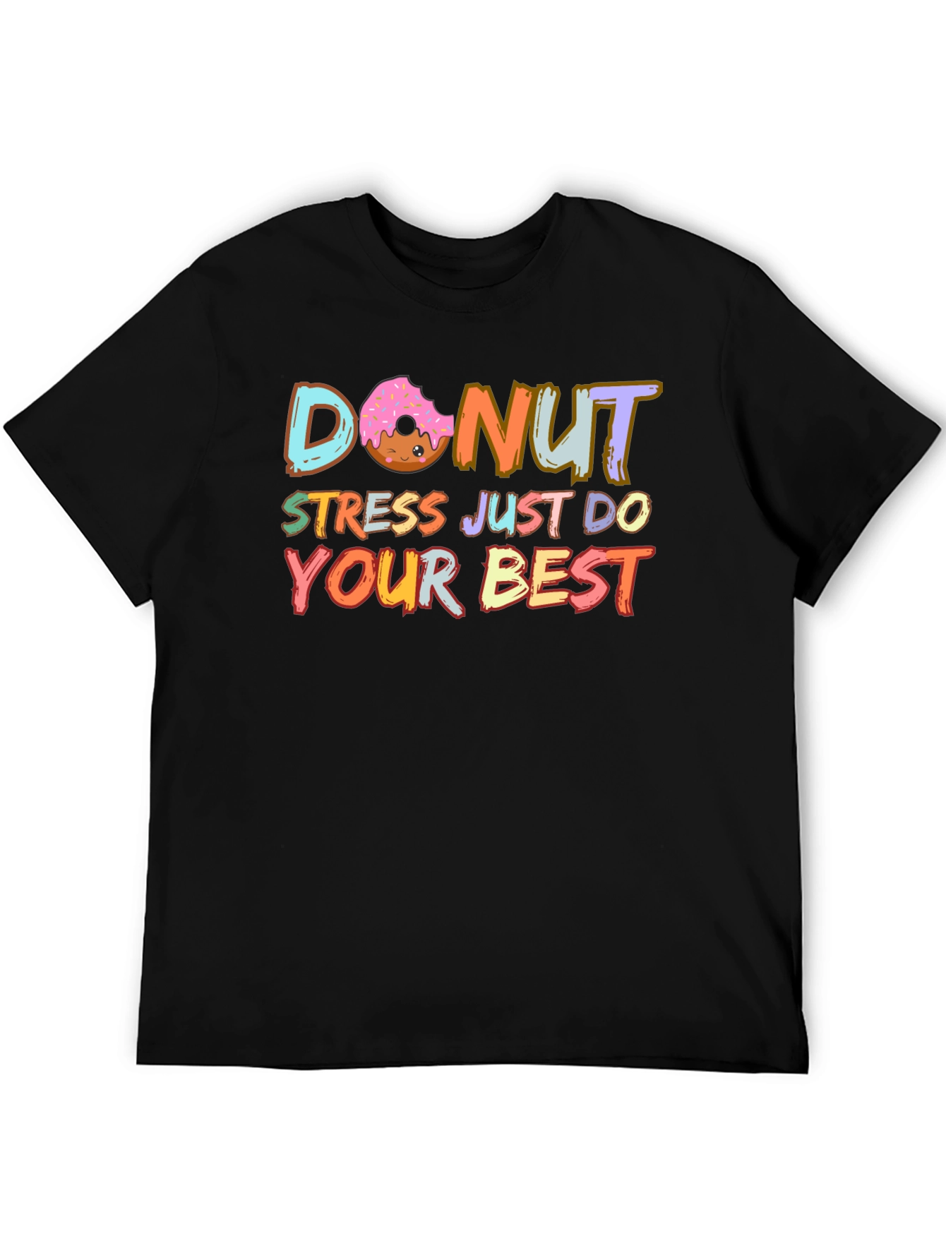 Black Donut Stress Just Do Your Best T-Shirt view 5