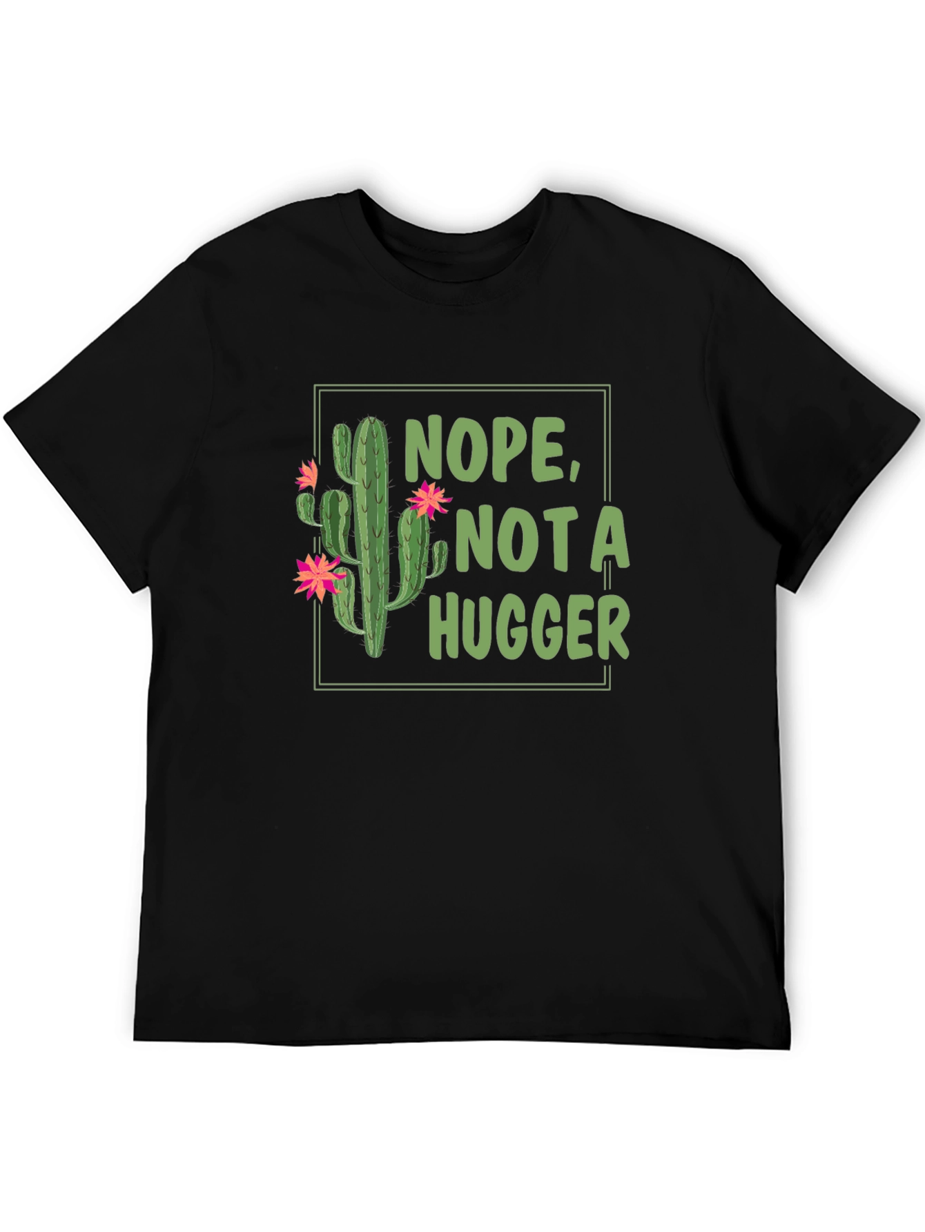 Black Nope Not a Hugger Cactus T-Shirt view 5