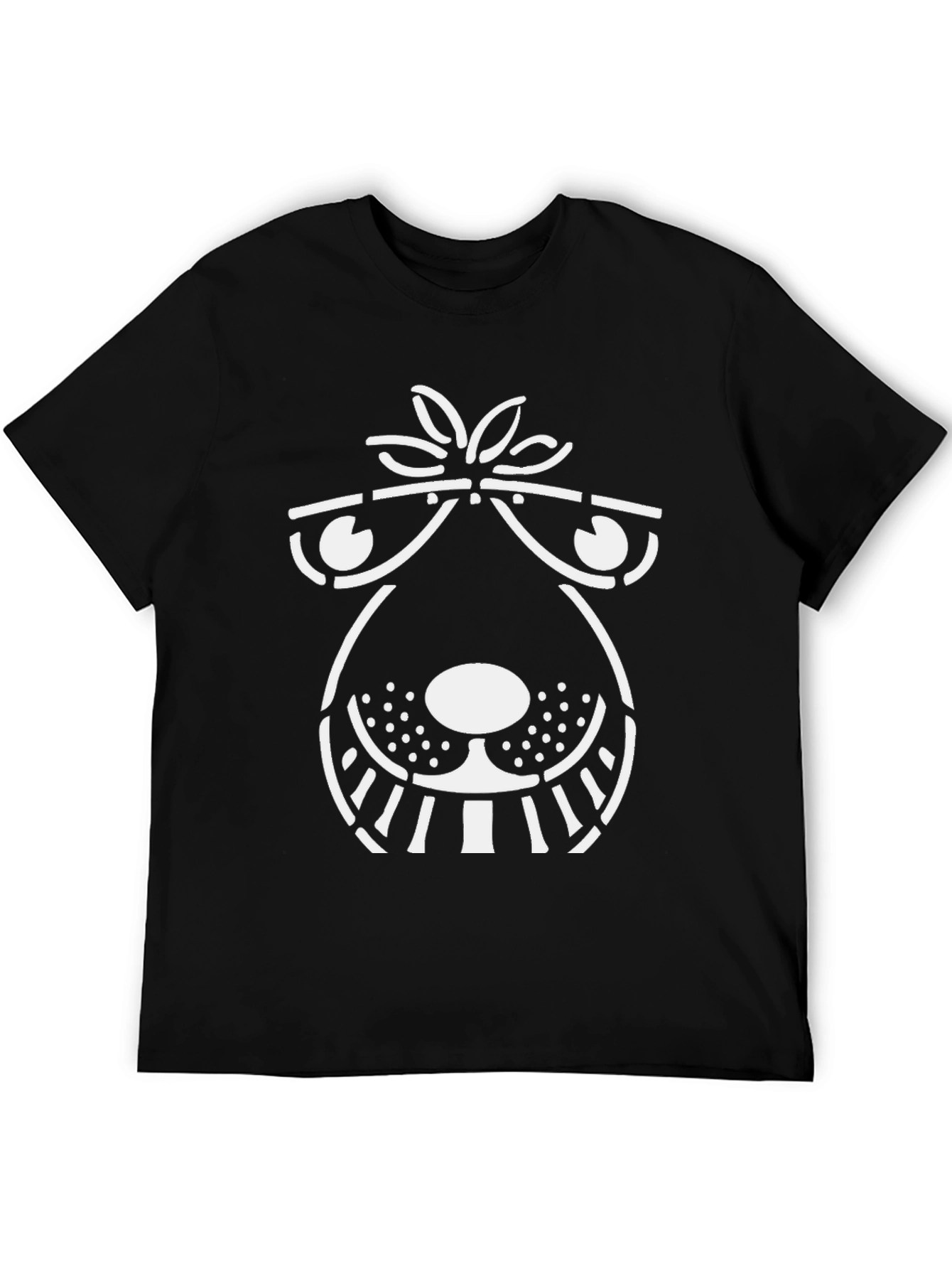 Black Funny Graphic Tee - Cartoon Dog Face - Black Cotton Shirt view 5