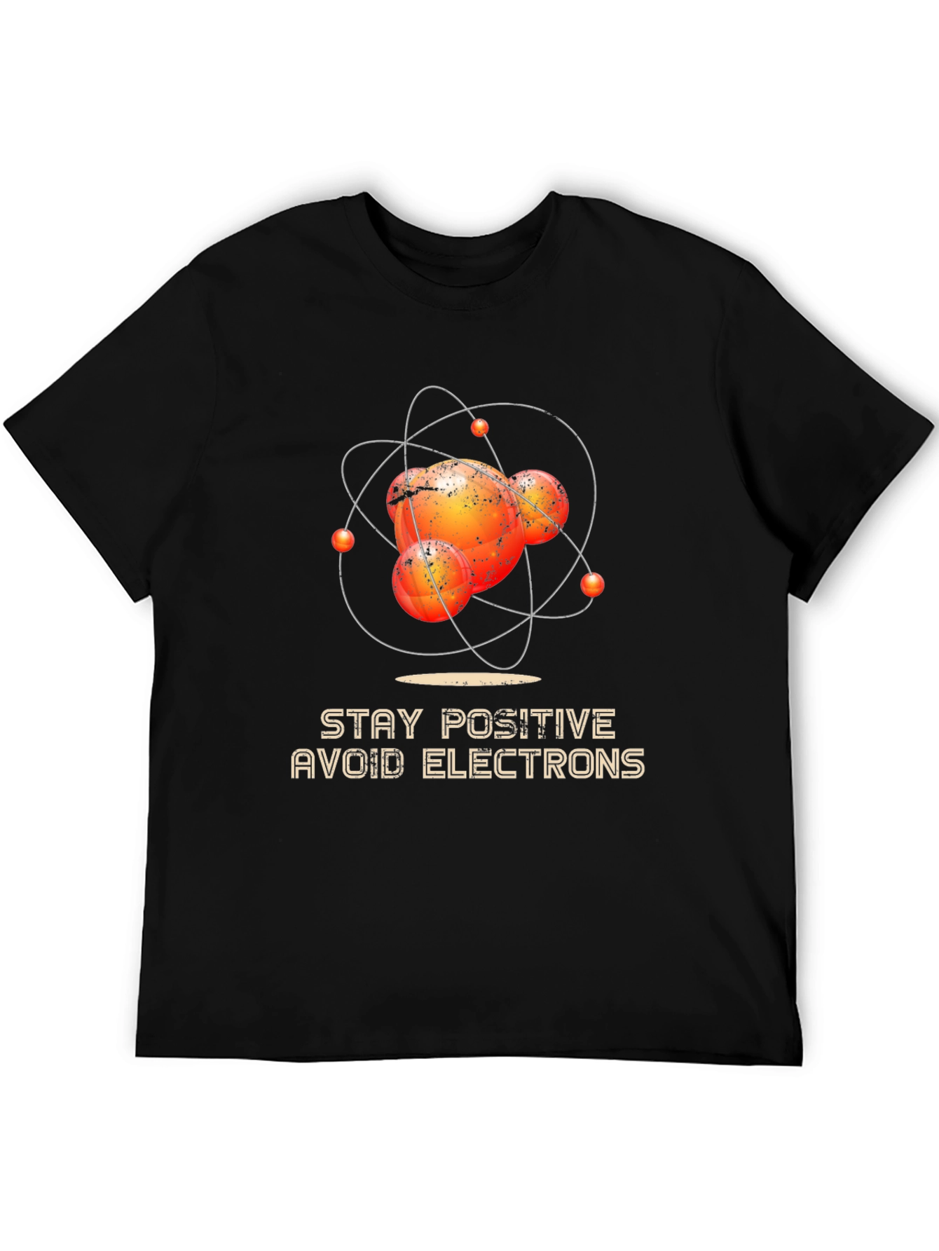 Black Stay Positive Avoid Electrons Graphic Tee view 5