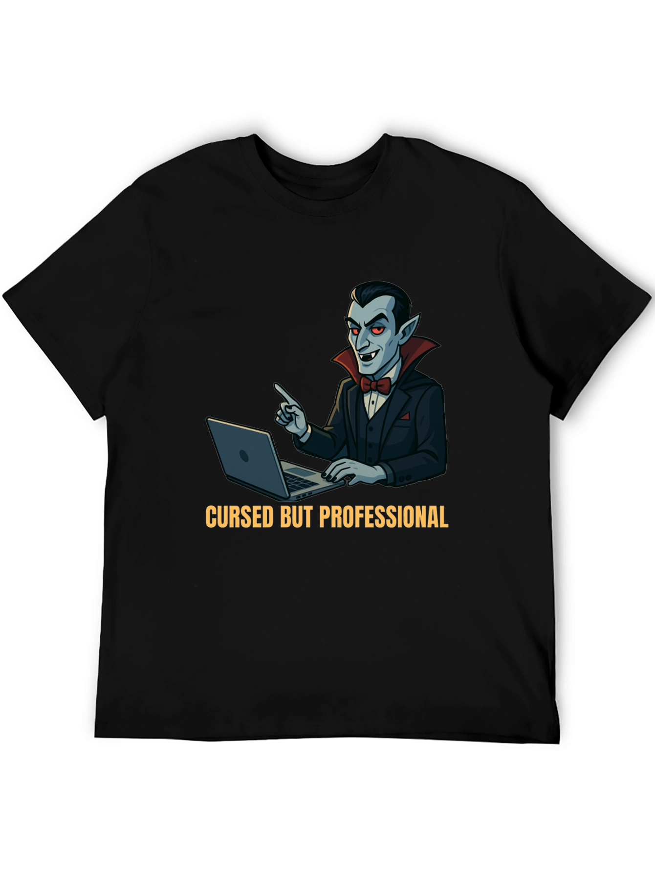 Black Cursed But Professional Vampire T-Shirt view 5
