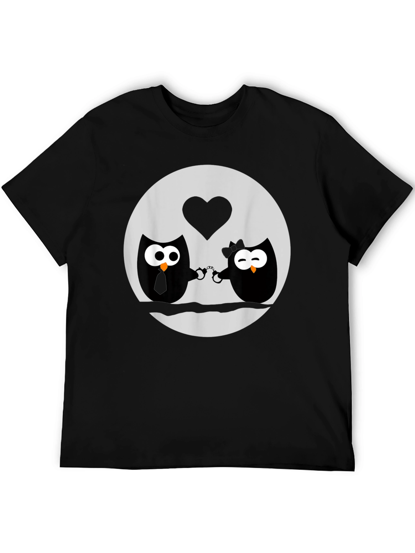 Black Owl Love T-Shirt - Handcuffed Owls - Black view 5