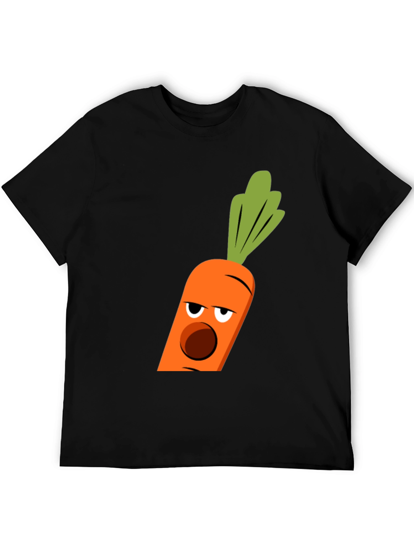 Black Funny Carrot Face Graphic Tee - Black Cotton Blend T-Shirt view 5