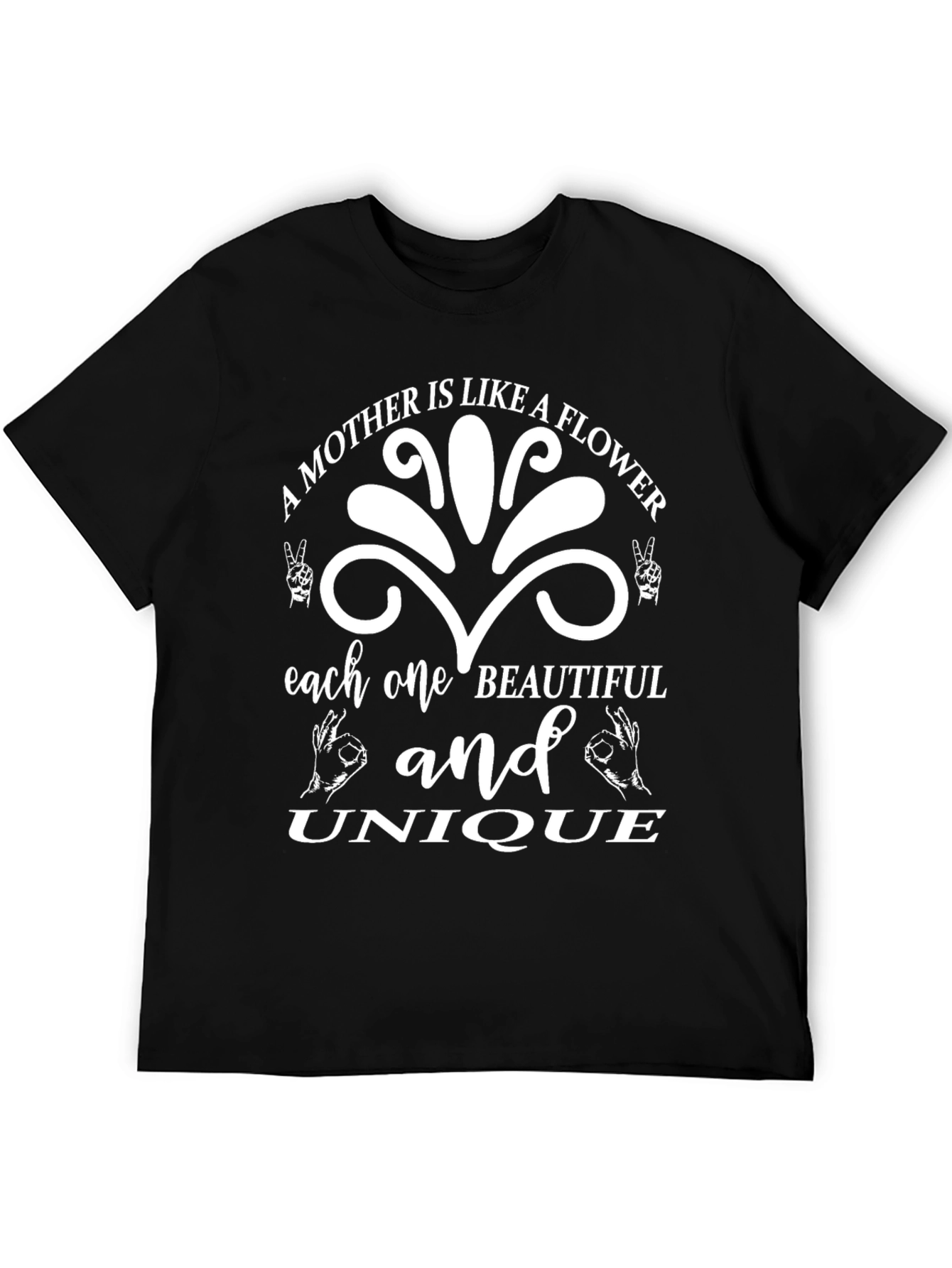 Black Mother's Day Flower Graphic Tee - "A Mother is Like a Flower" view 5