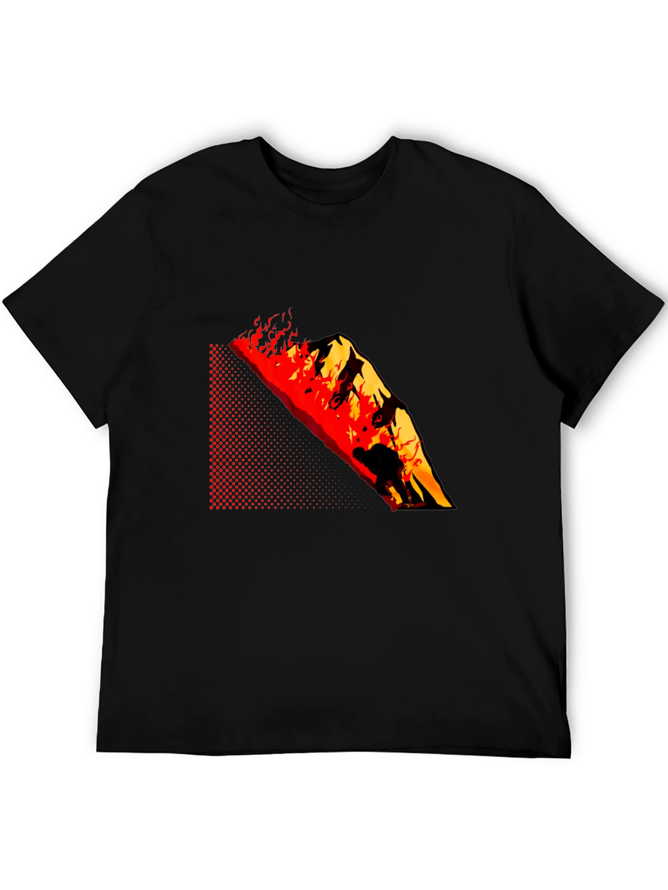 Black Burning Mountain Graphic Tee - Black Cotton Blend view 5