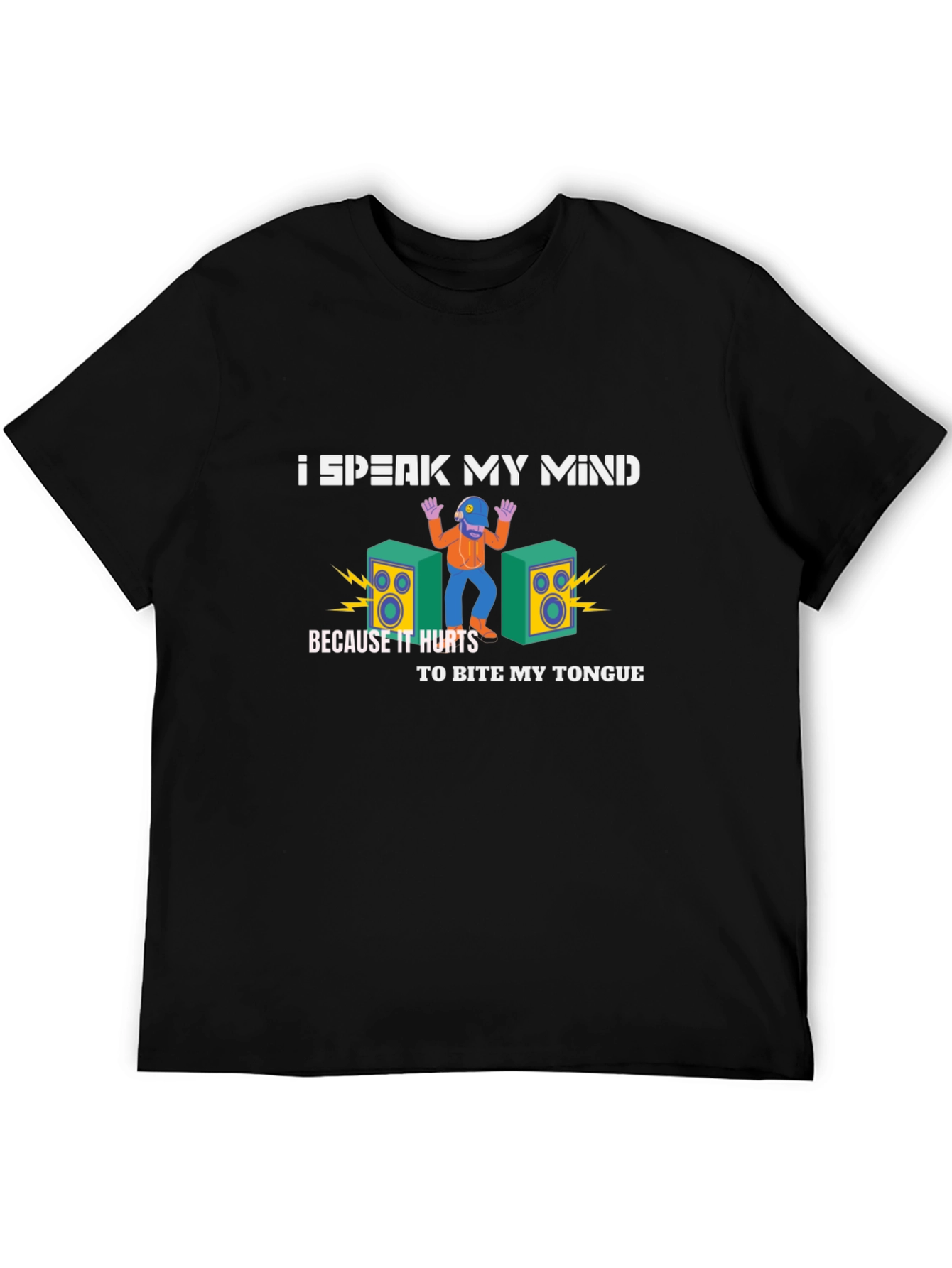 Black Speak My Mind Graphic Tee - Black Cotton T-Shirt view 5