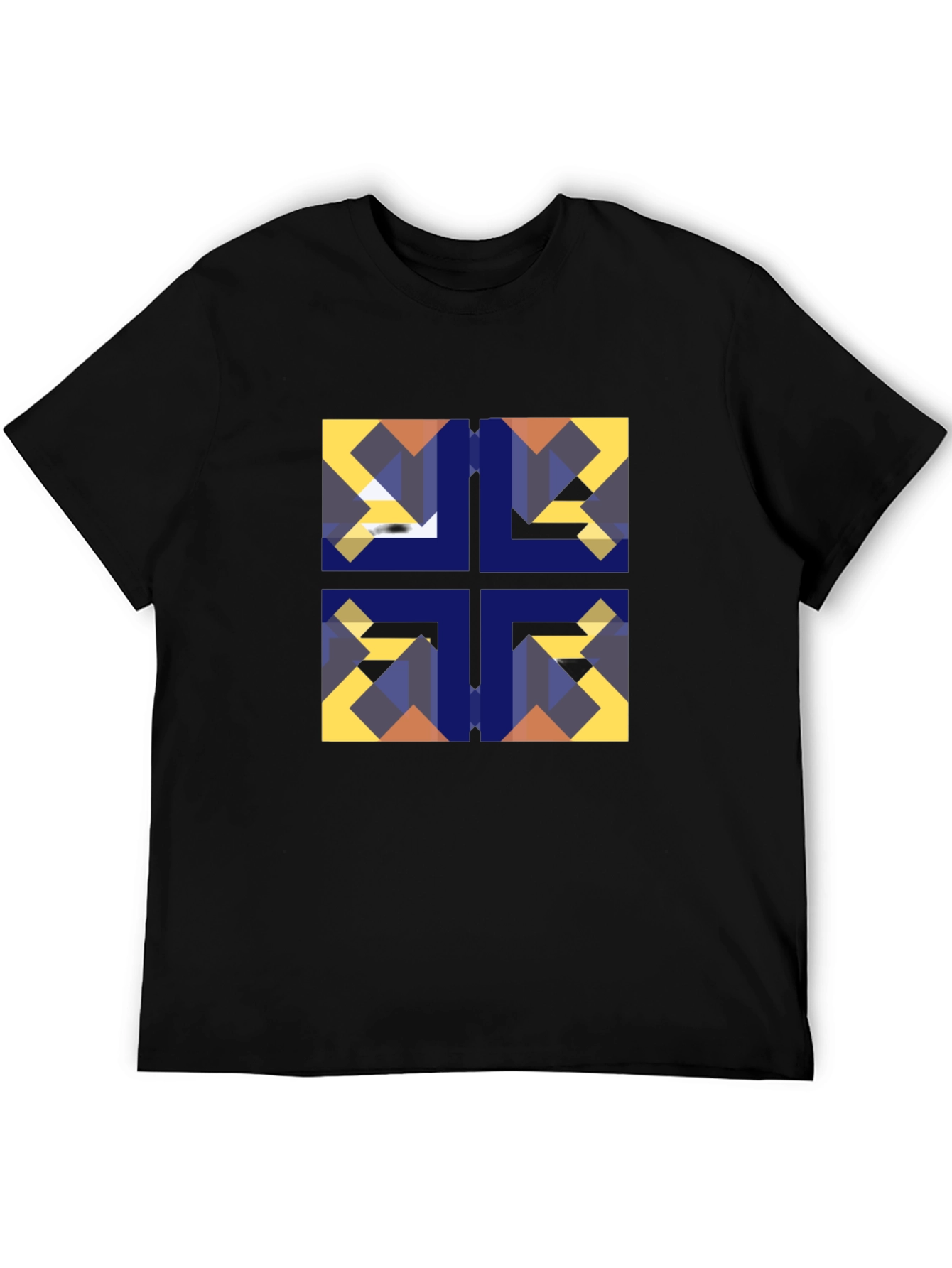 Black Geometric Mosaic Black Tee view 5