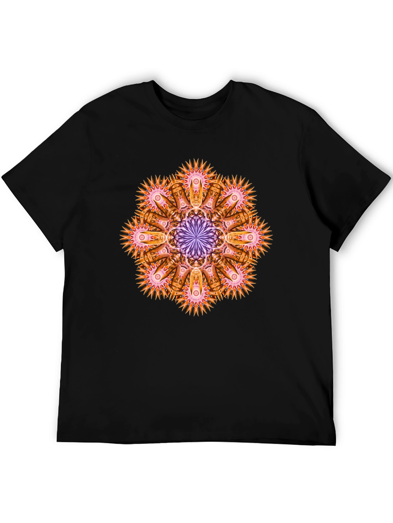 Black Abstract Mandala Graphic Tee - Black Cotton view 5