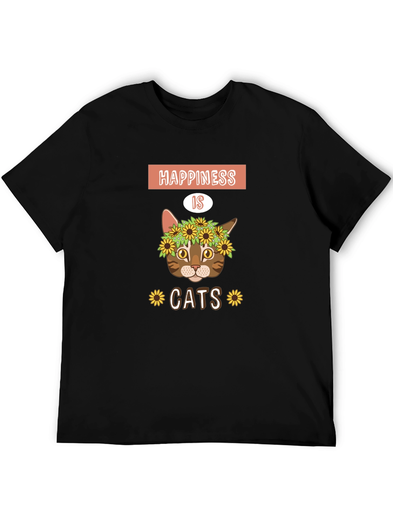 Black Happiness is Cats Graphic T-Shirt view 5