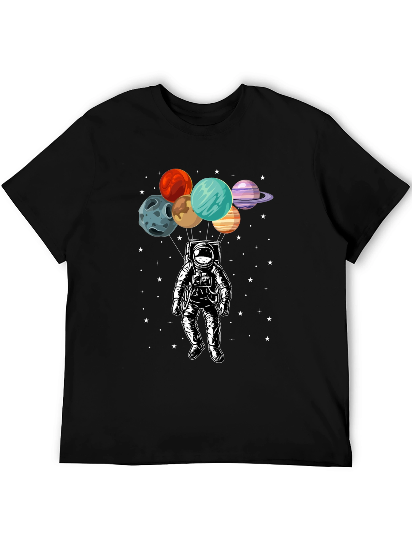 Black Astronaut Planets Graphic T-Shirt - Space Adventure view 5