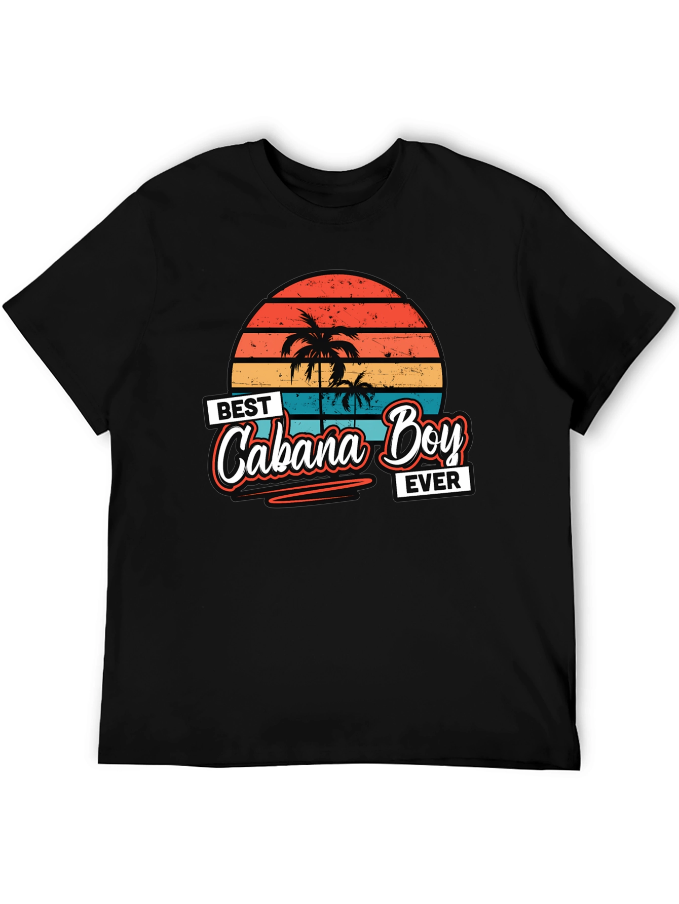 Black Best Cabana Boy Ever T-Shirt Retro Sunset Palm Trees view 5