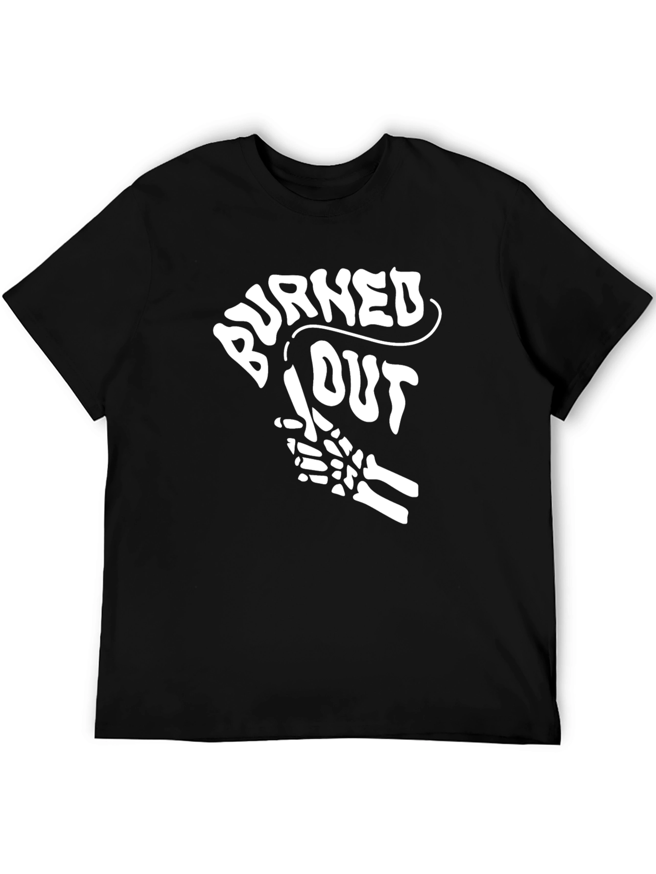 Black Burned Out Skeleton Hand Graphic Tee - Black view 5