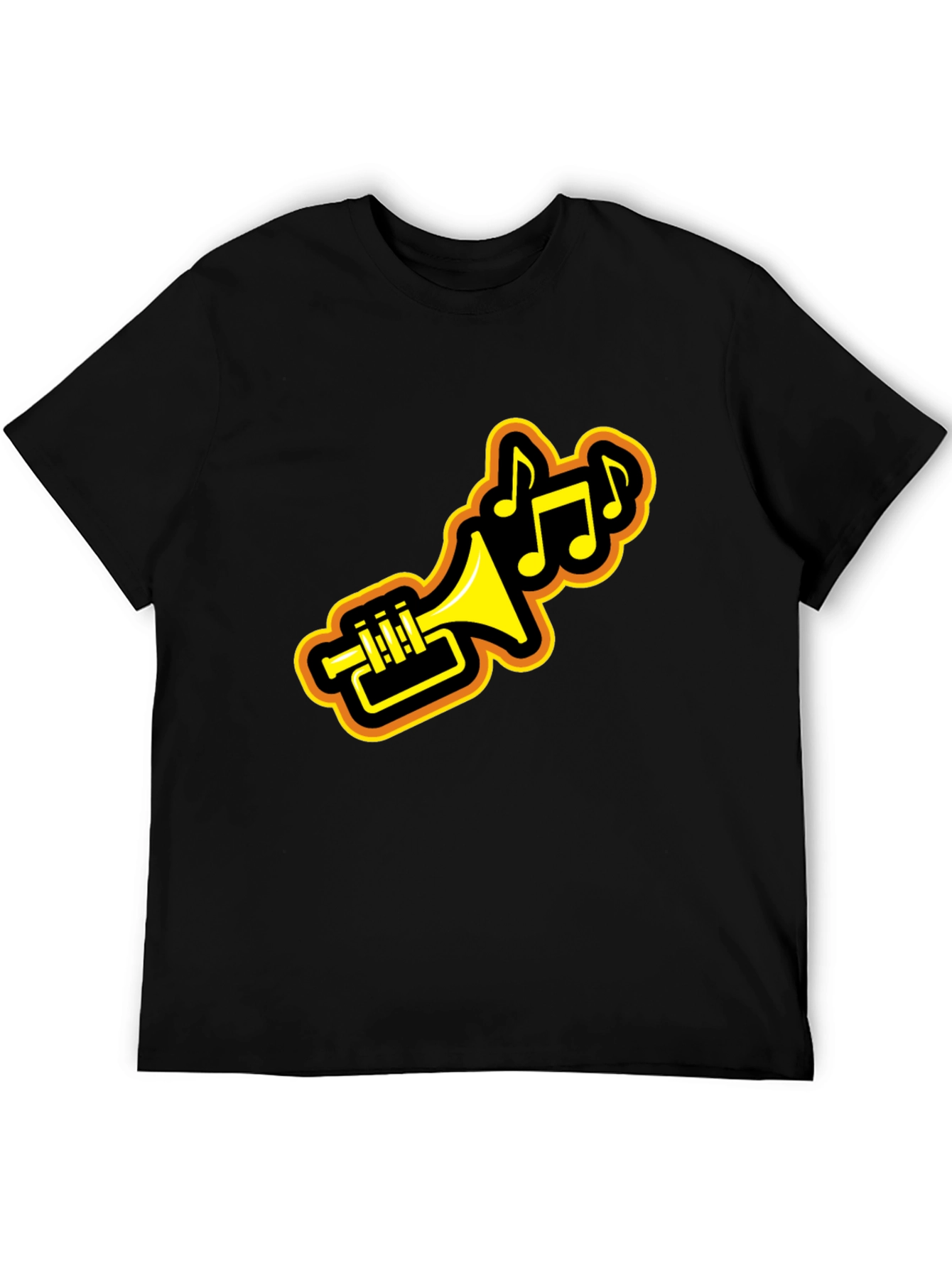 Black Trumpet Music Notes Black Graphic Tee view 5
