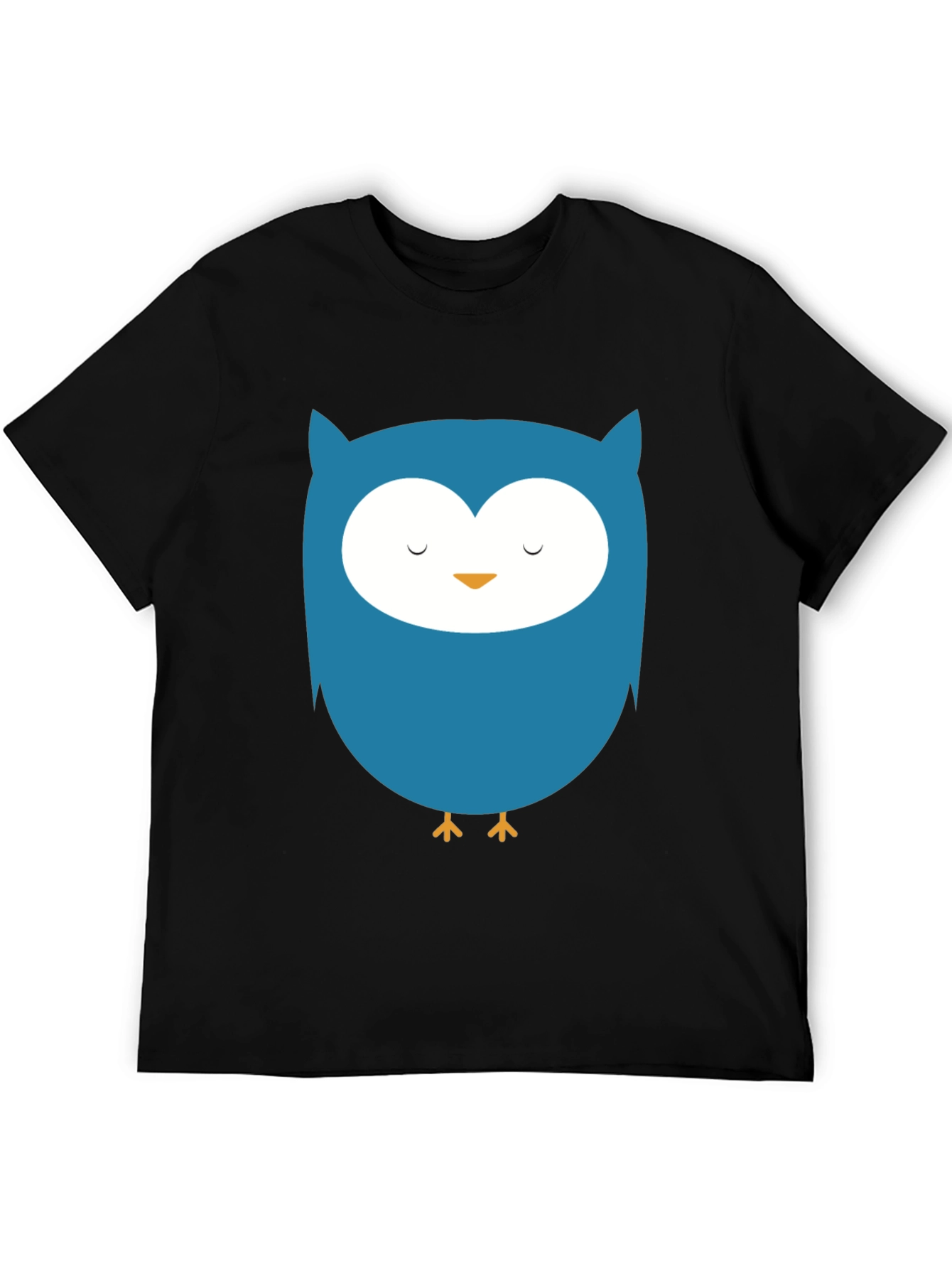 Black Cute Blue Owl Graphic Black T-Shirt view 5