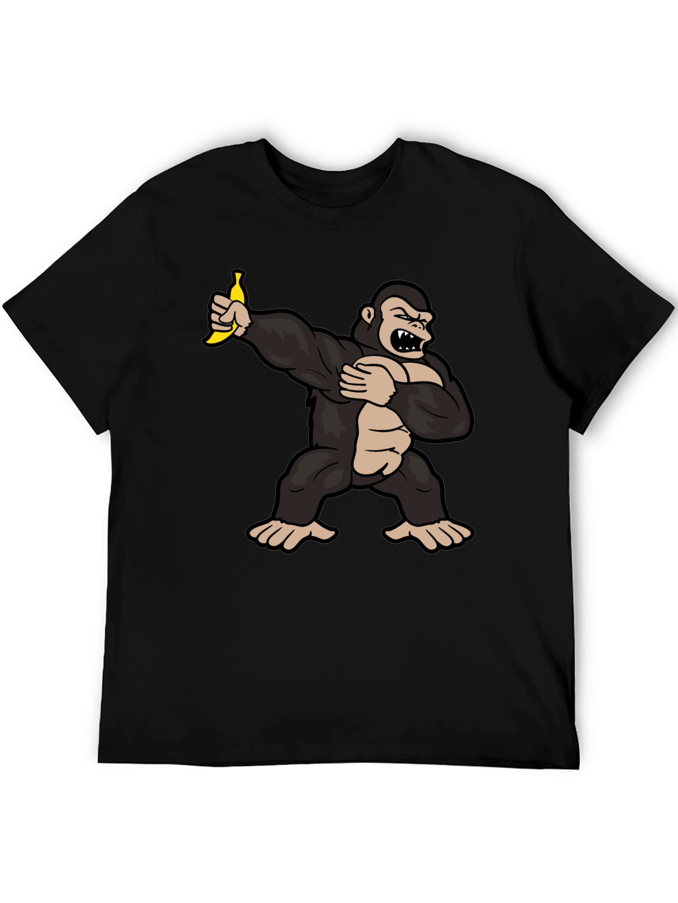 Black Funny Gorilla Dab Banana Graphic T-Shirt view 5