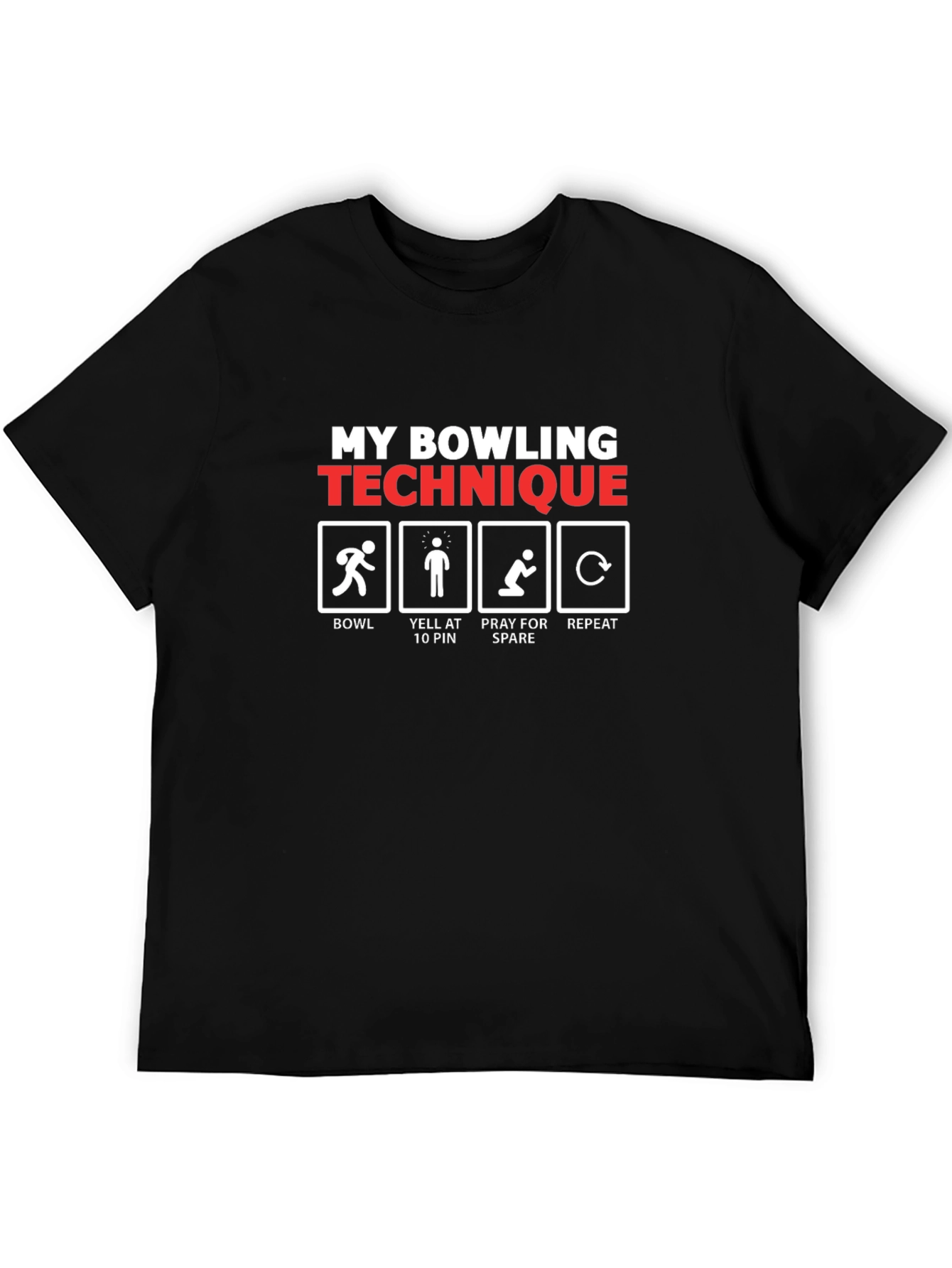 Black My Bowling Technique T-Shirt - Funny Bowler Gift Tee view 5