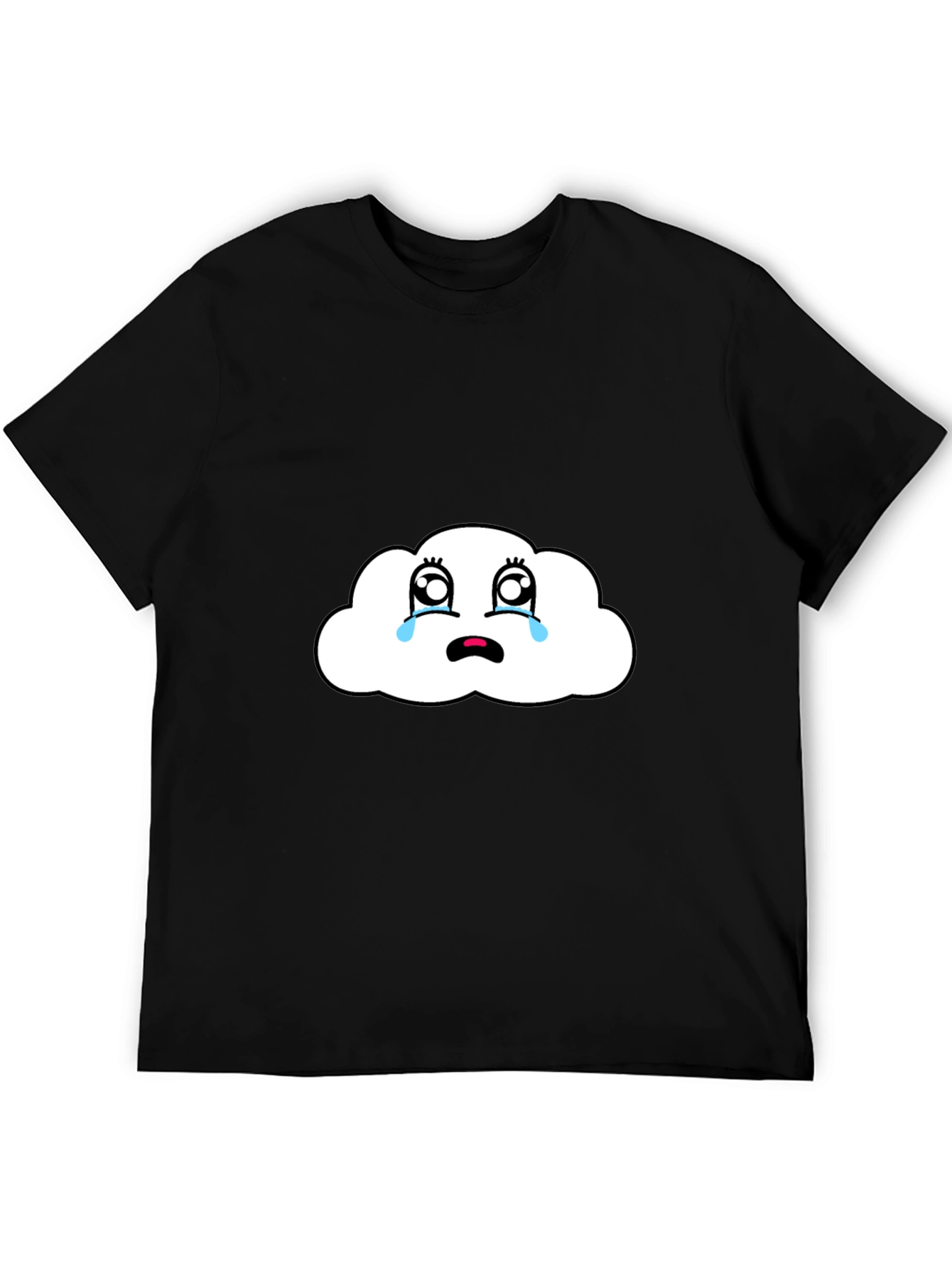 Black Sad Cloud Graphic Tee - Black Comfort Fit T-Shirt view 5