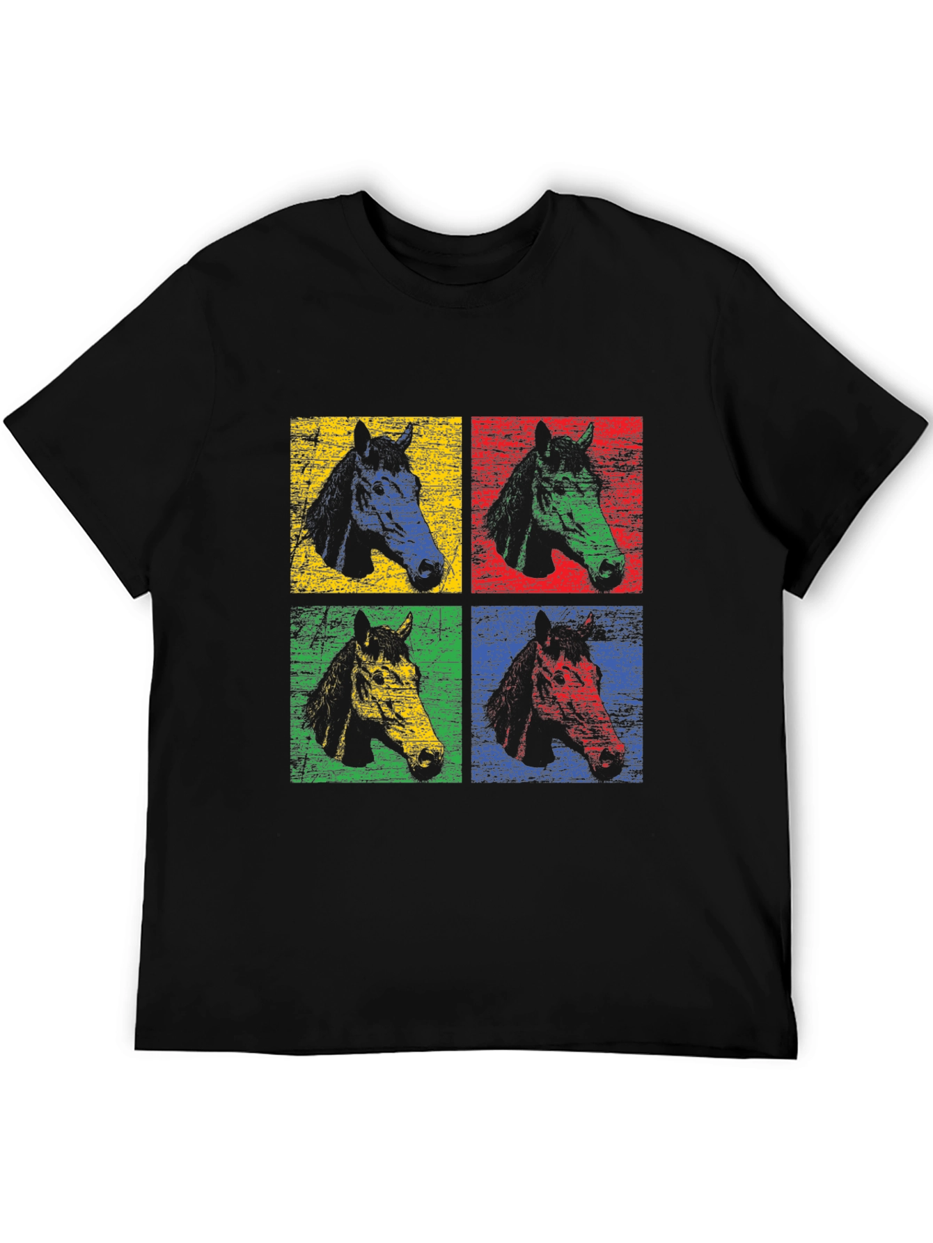 Black Pop Art Horse Tee - Colorful Graphic T-Shirt view 5