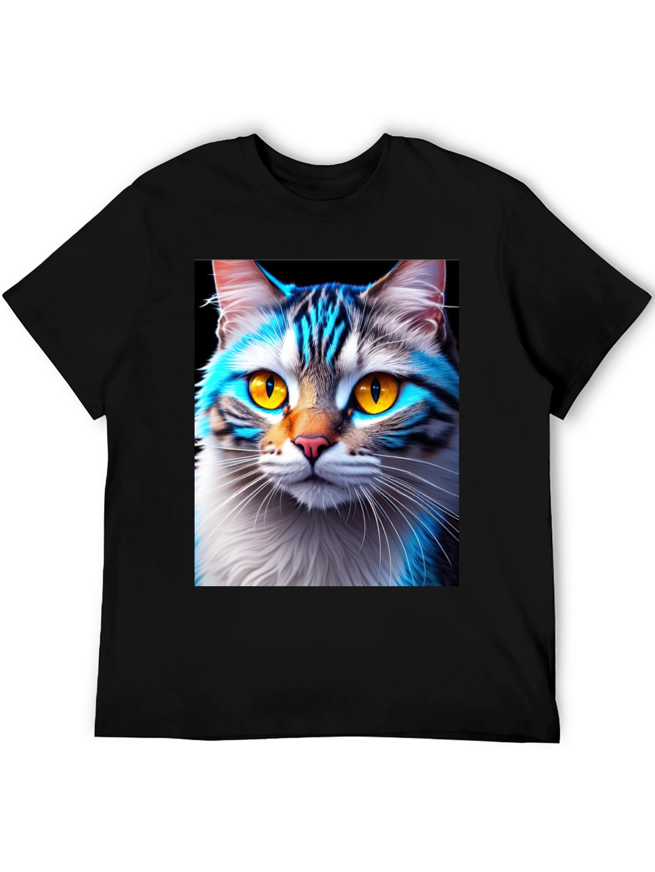 Black Cool Cat Graphic Tee - Stylish Animal Print Shirt view 5