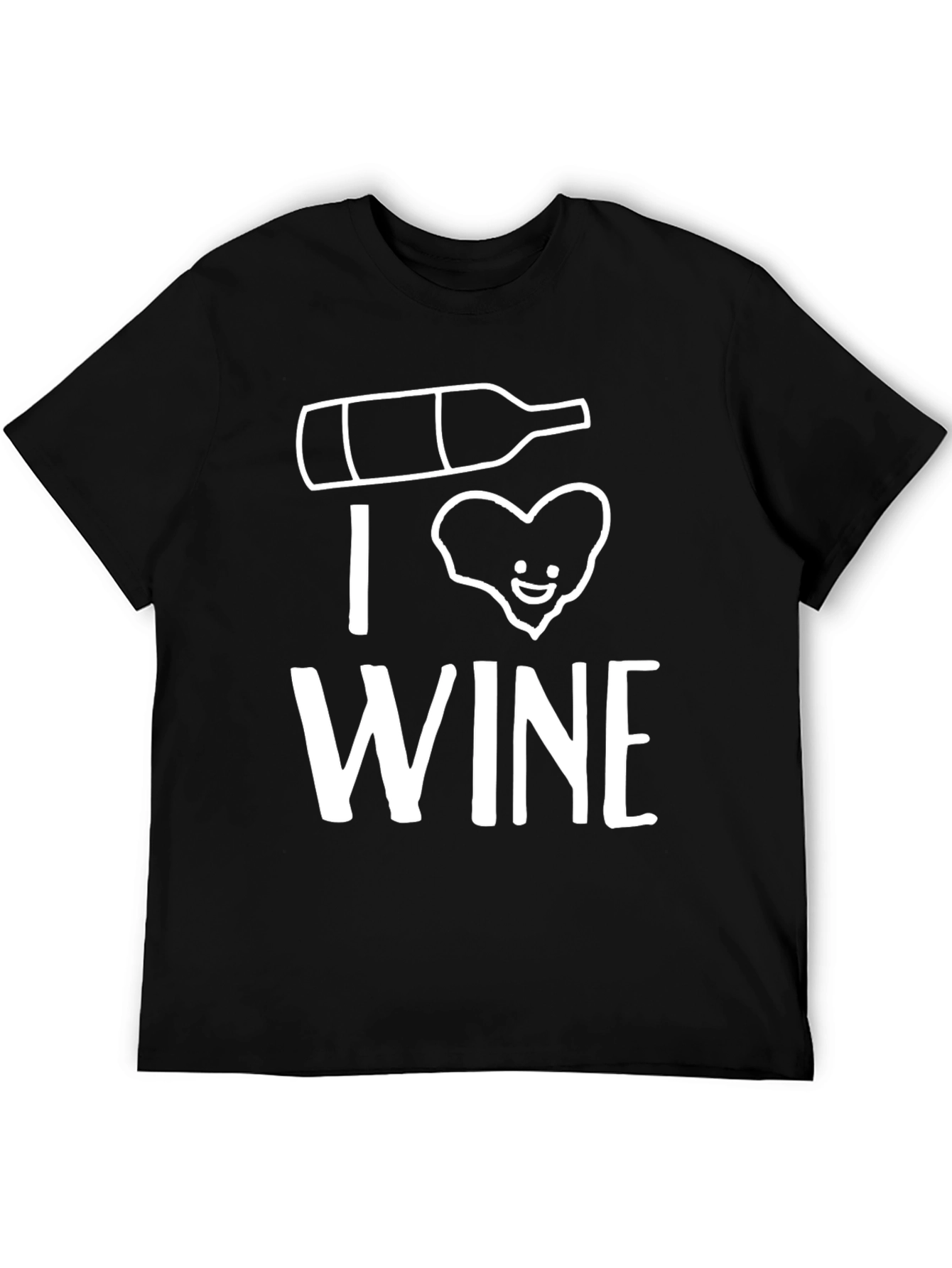 Black I Love Wine Funny Graphic Tee - Soft Black Shirt view 5