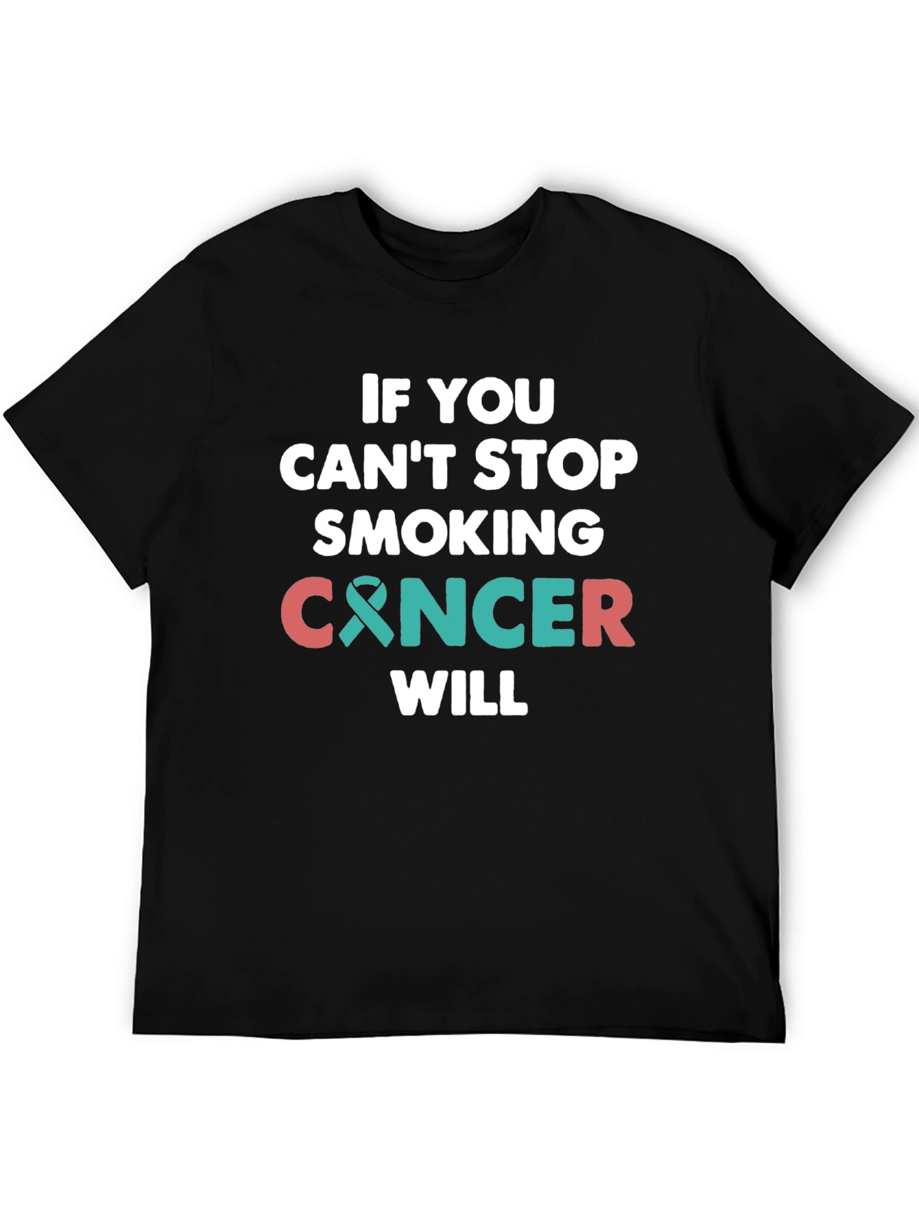 Black Stop Smoking Cancer Awareness T-Shirt view 5