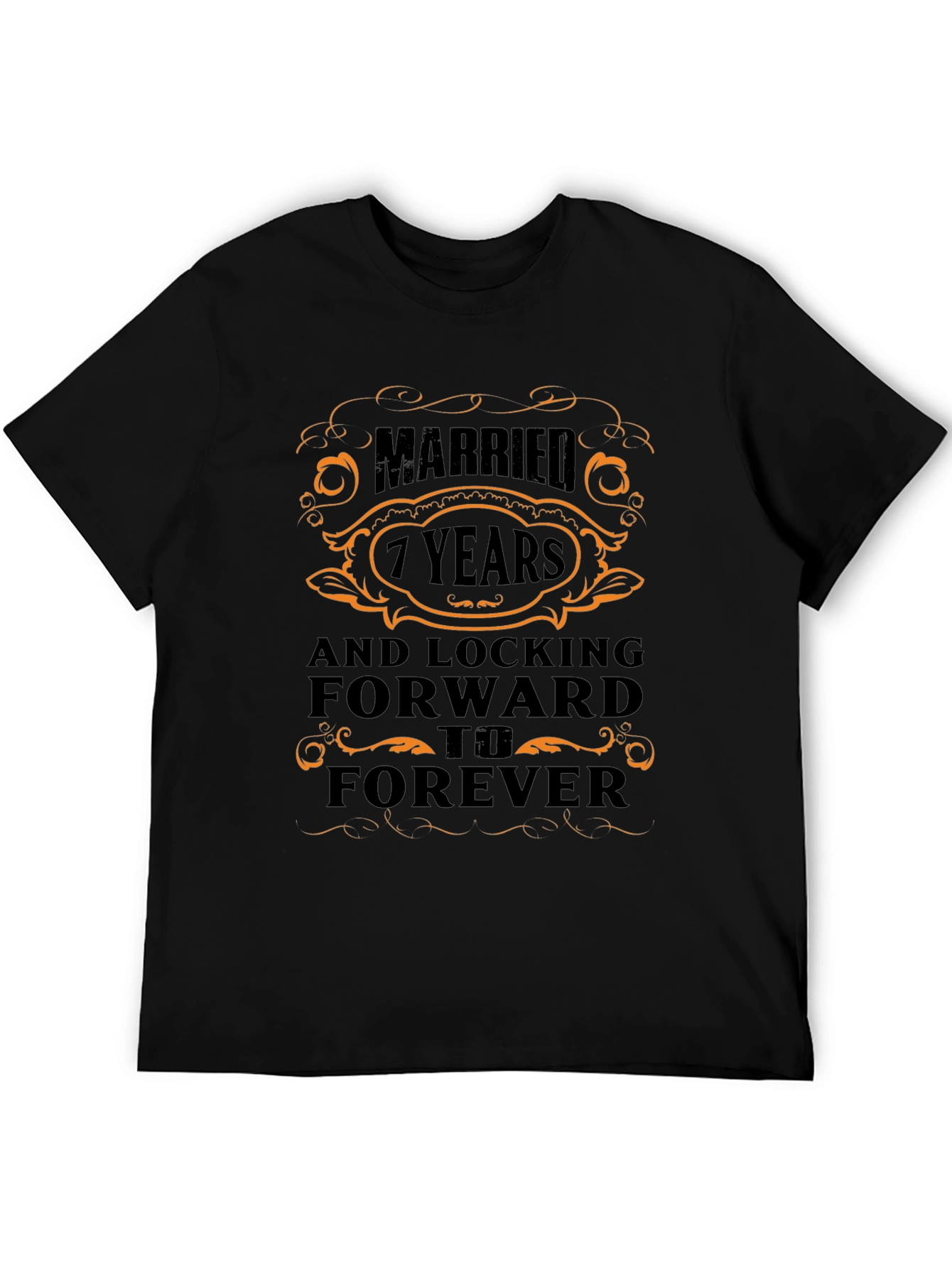 Black Married 7 Years Anniversary T-Shirt - Forever view 5