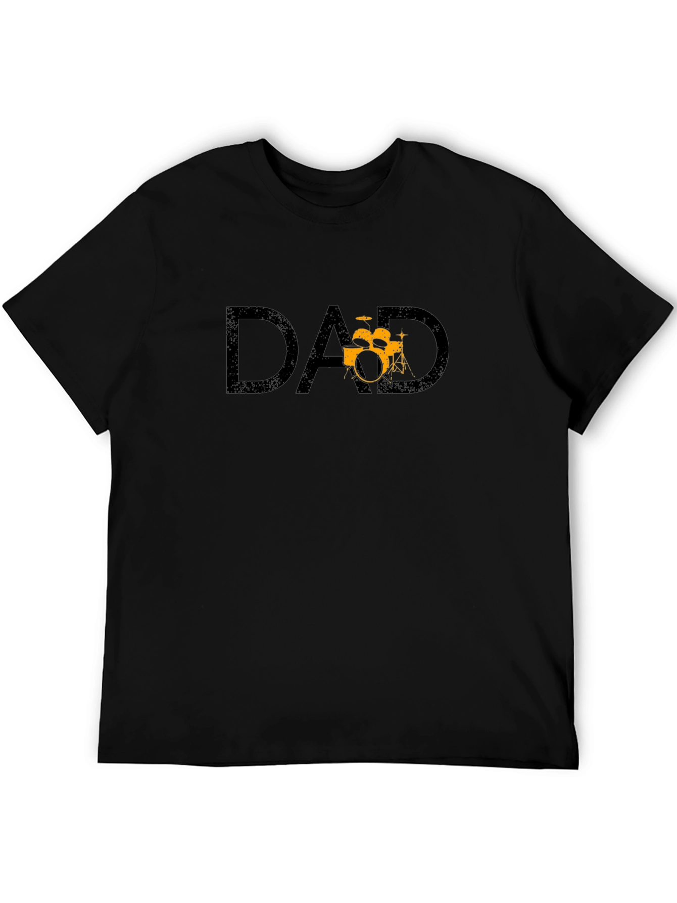 Black Drummer Dad T-Shirt - Black Crew Neck view 5