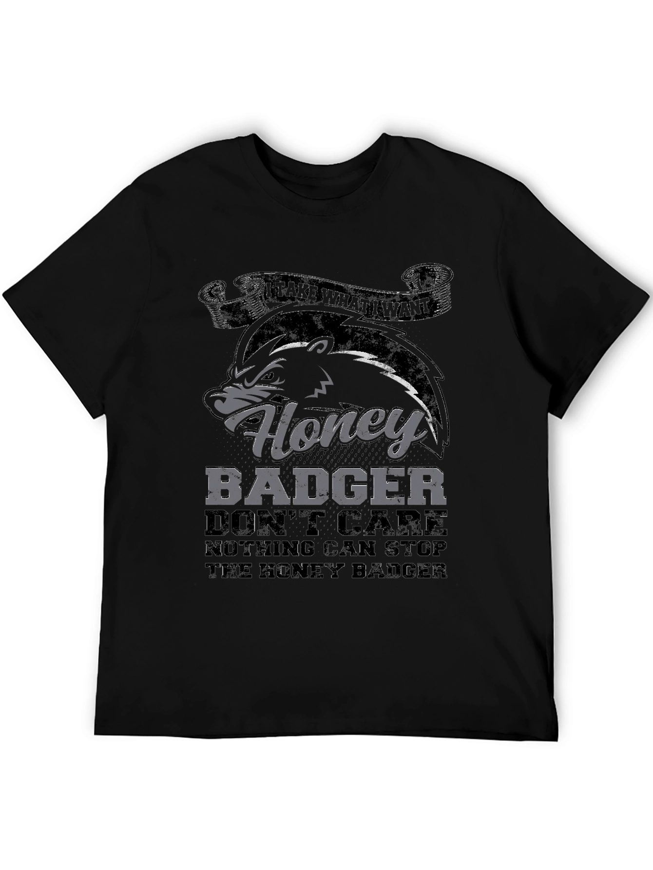 Black Honey Badger T-Shirt - Don't Care view 5