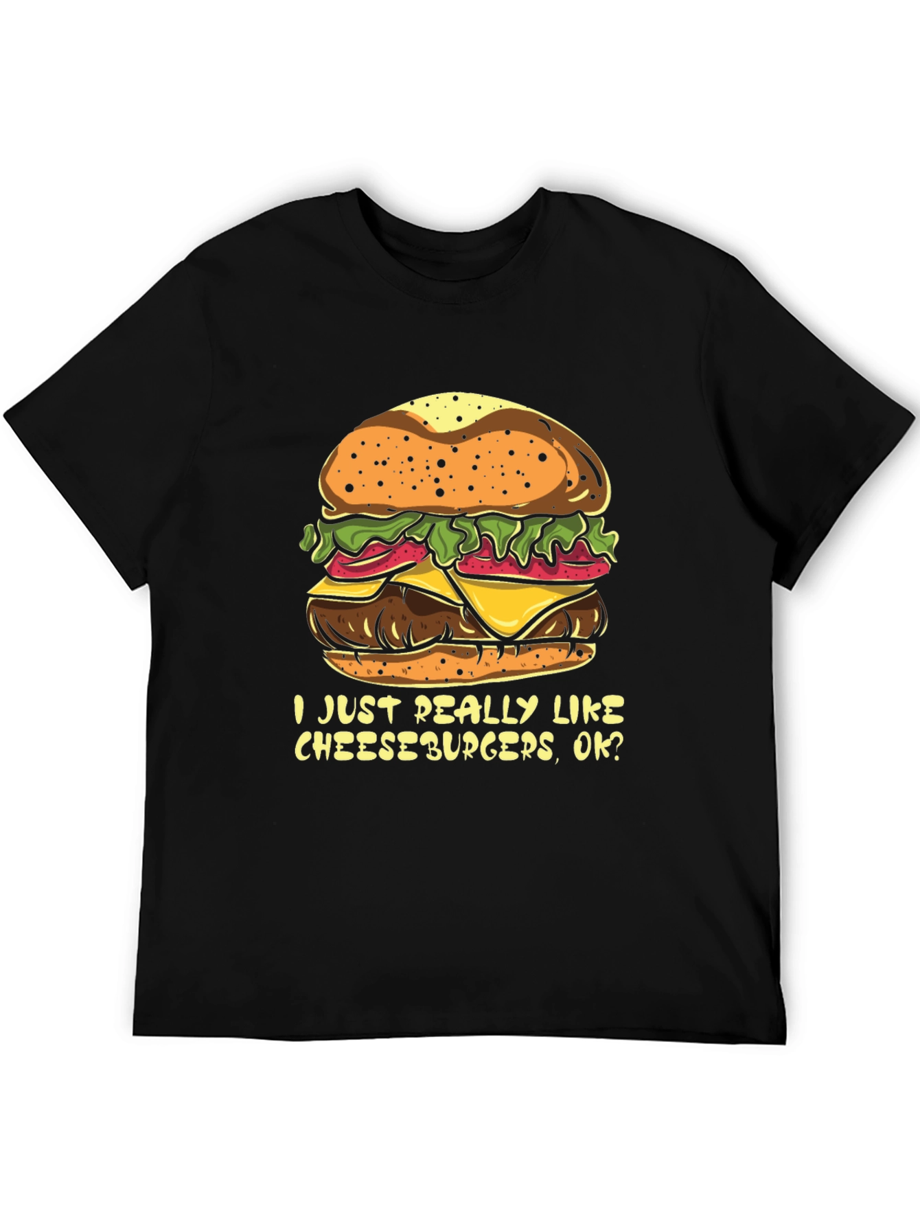 Black Cheeseburger Lover T-Shirt - Funny Foodie Tee view 5