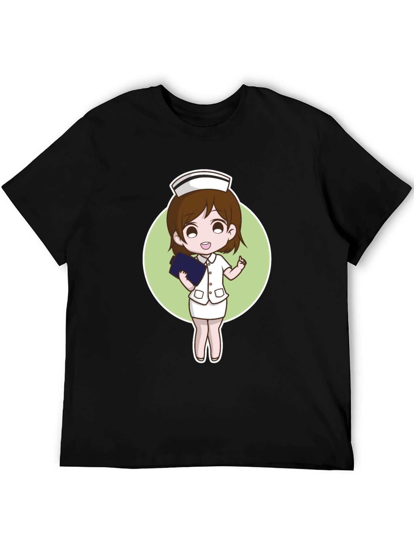 Cartoon Nurse Graphic Tee - Black - 5