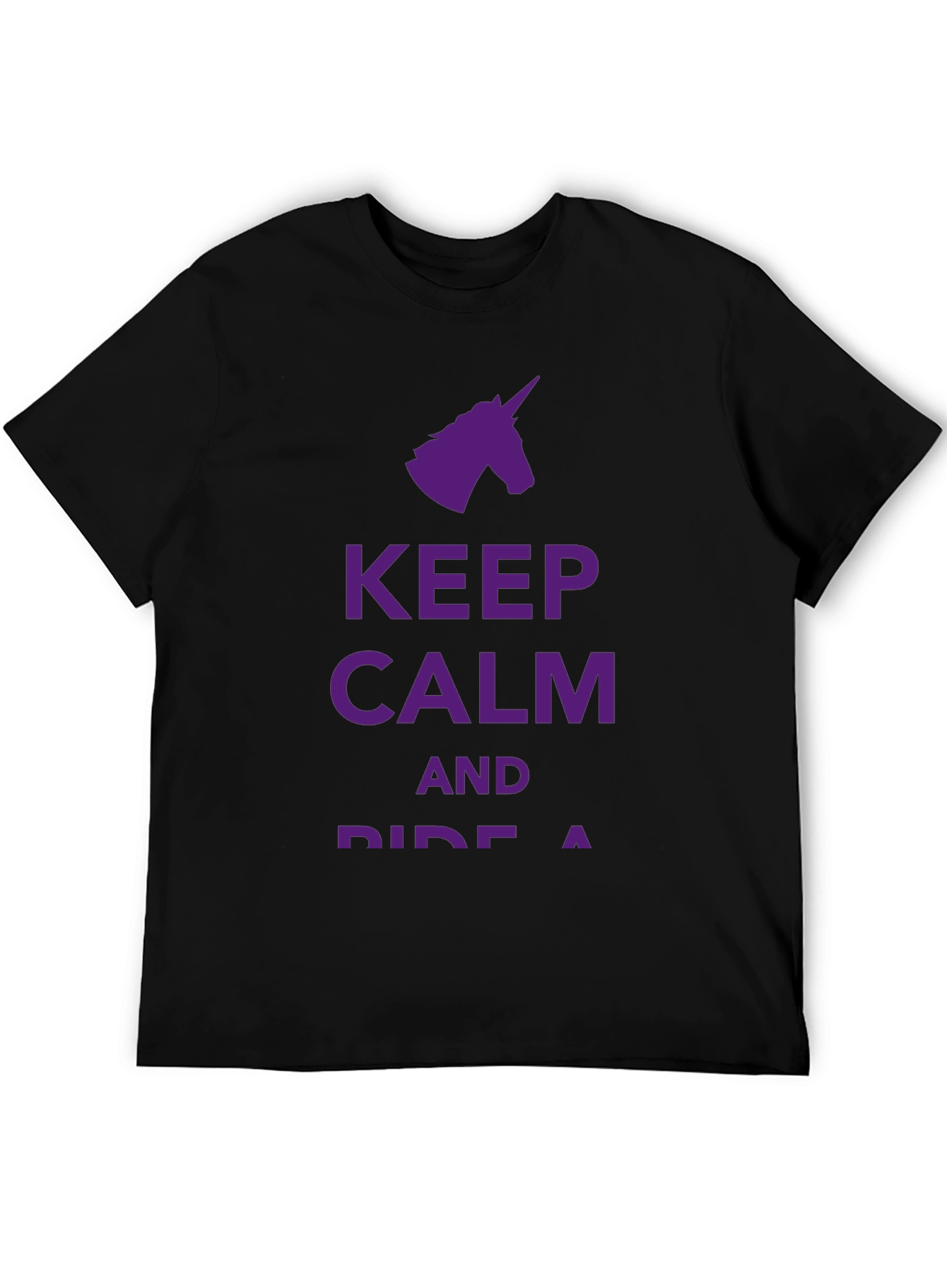 Black Keep Calm Ride A Unicorn Black T-Shirt view 5