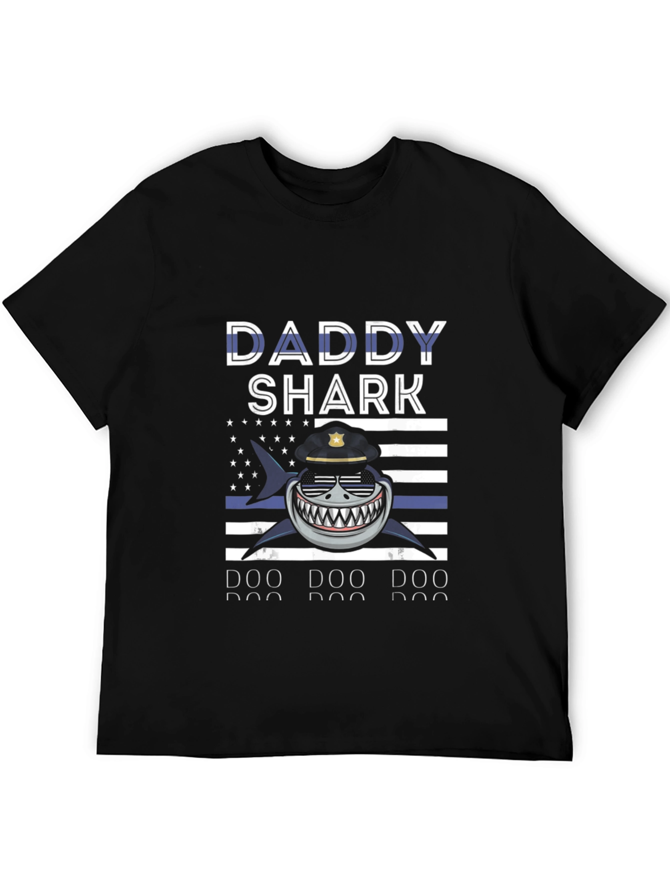Black Daddy Shark Police T-Shirt view 5