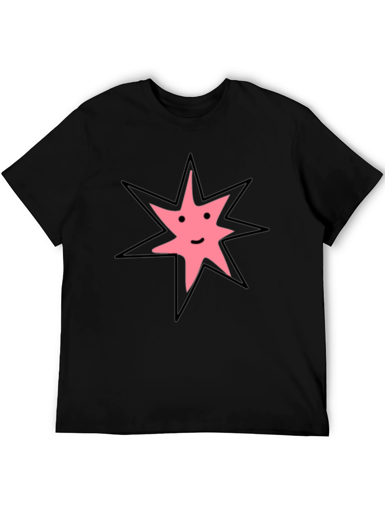 Black Black T-Shirt with Smiling Star Graphic view 5